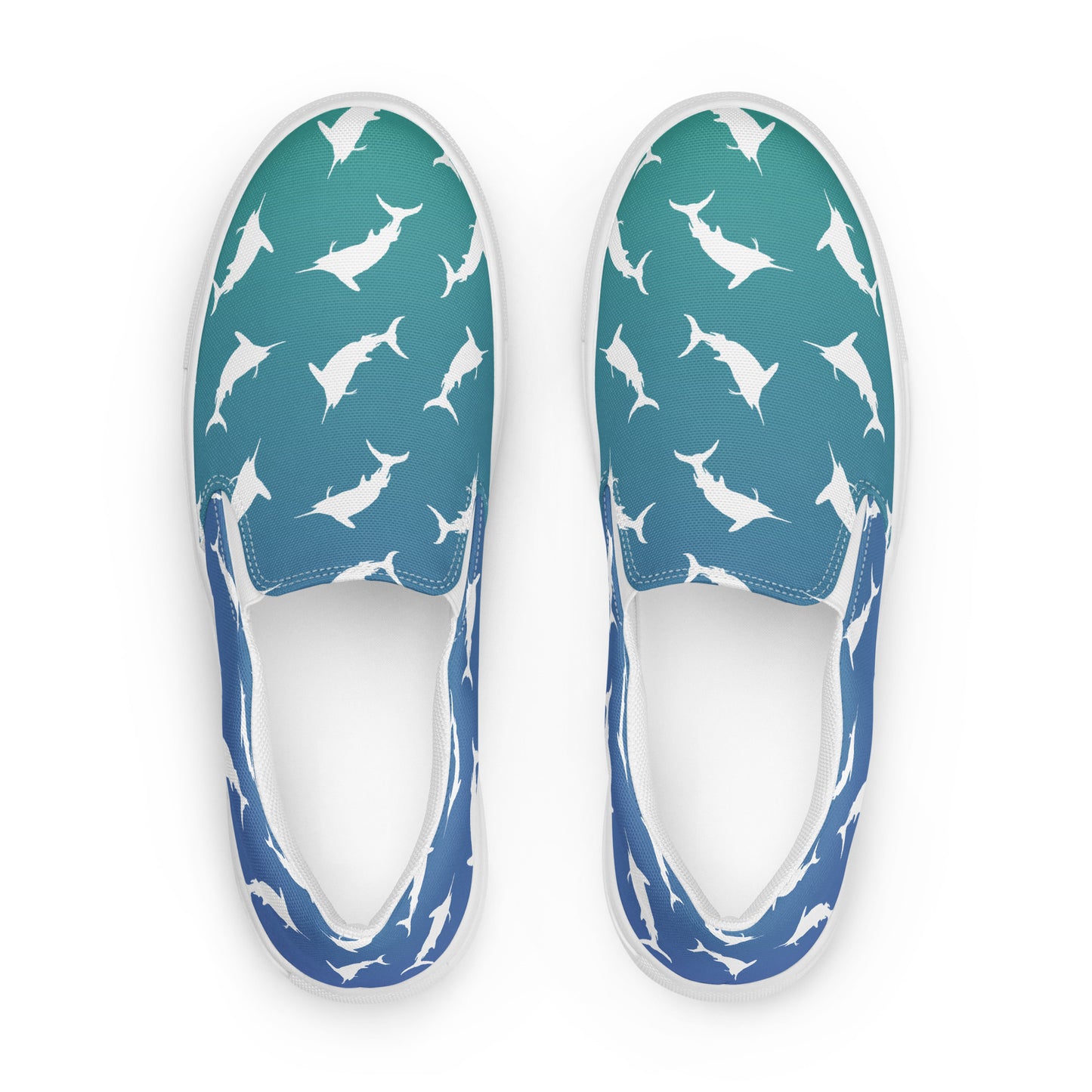 Green blue ombre white marlin Women’s slip-on canvas shoes