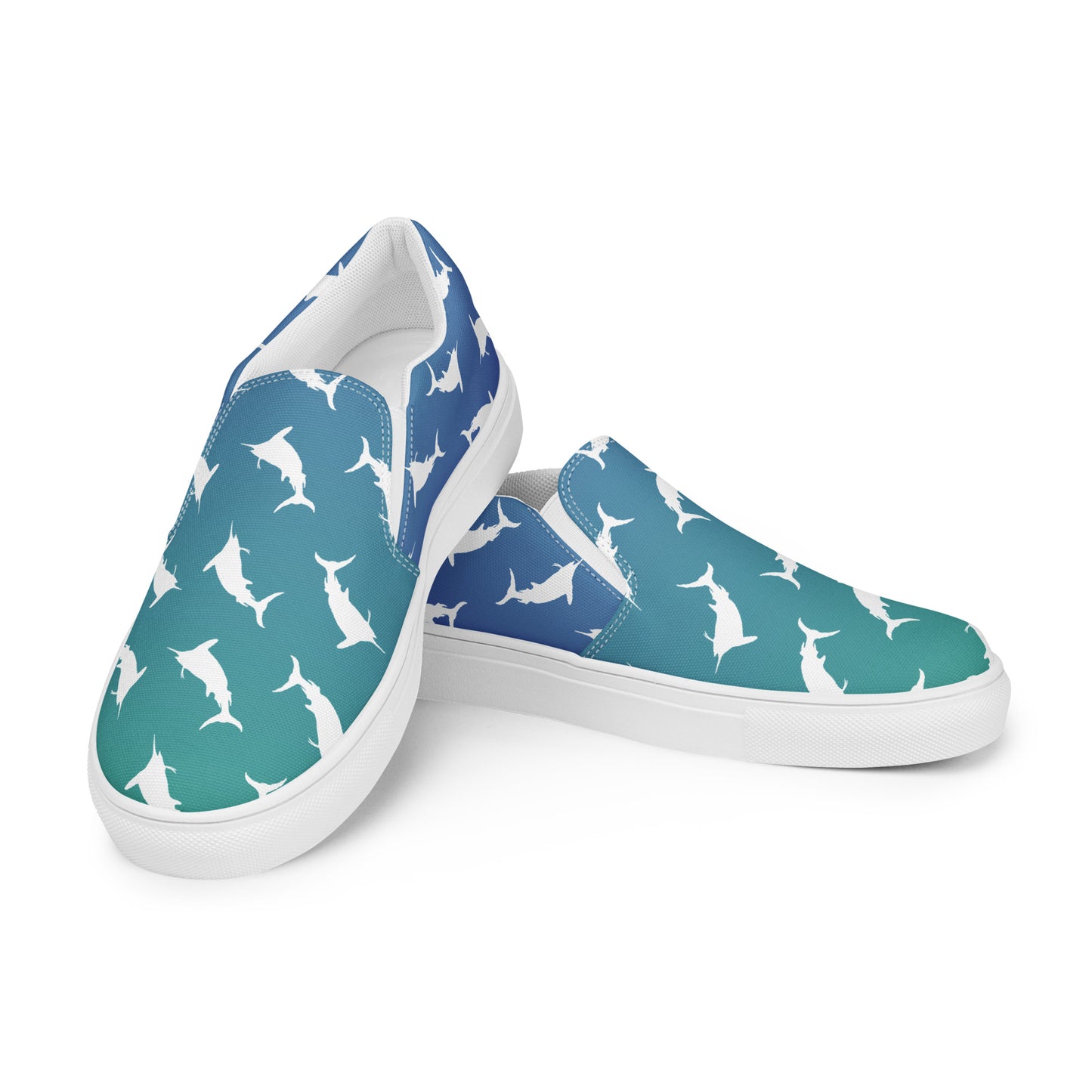 Green blue ombre white marlin Women’s slip-on canvas shoes