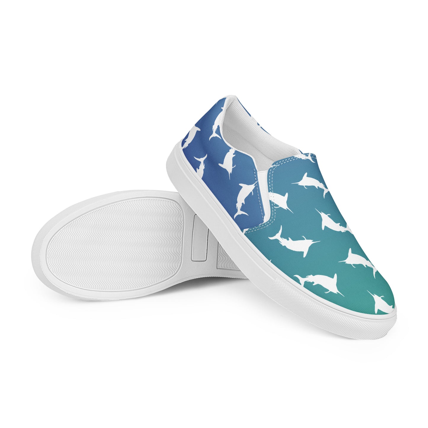 Green blue ombre white marlin Women’s slip-on canvas shoes