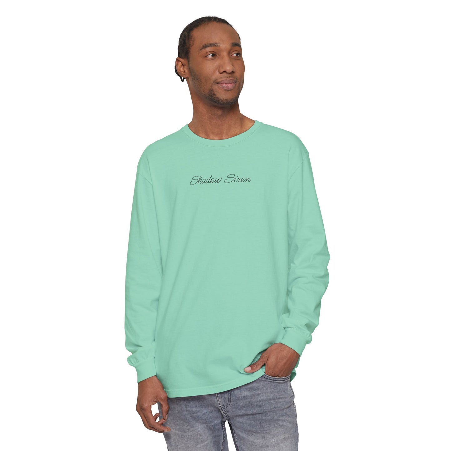 Symbiosis Mermaid & Marlin Long Sleeve Tee — "Endless Ocean" Garment-Dyed Shirt