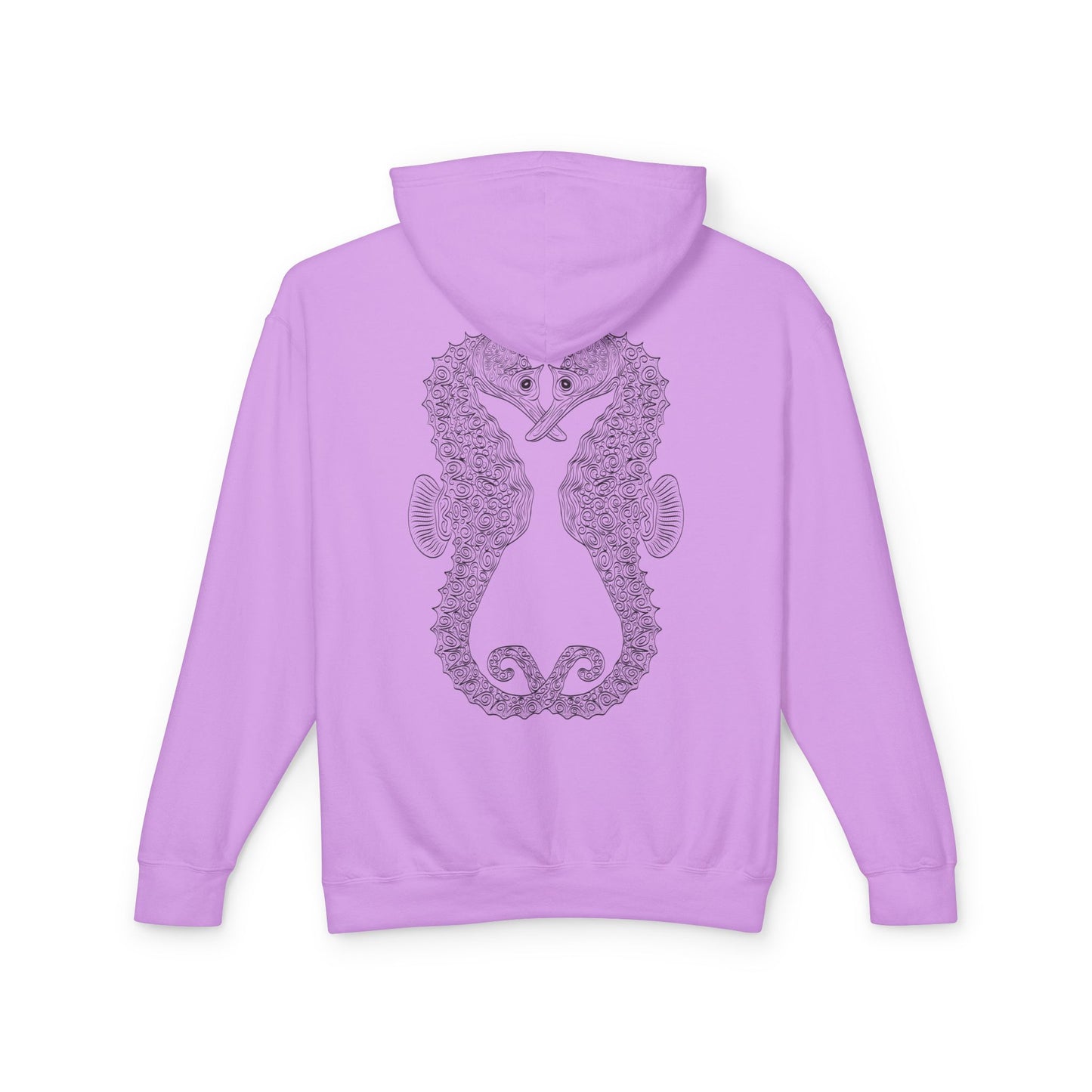 Seaside Seahorse Hoodie — Intricate Nautical Graphic Lightweight Hoodie