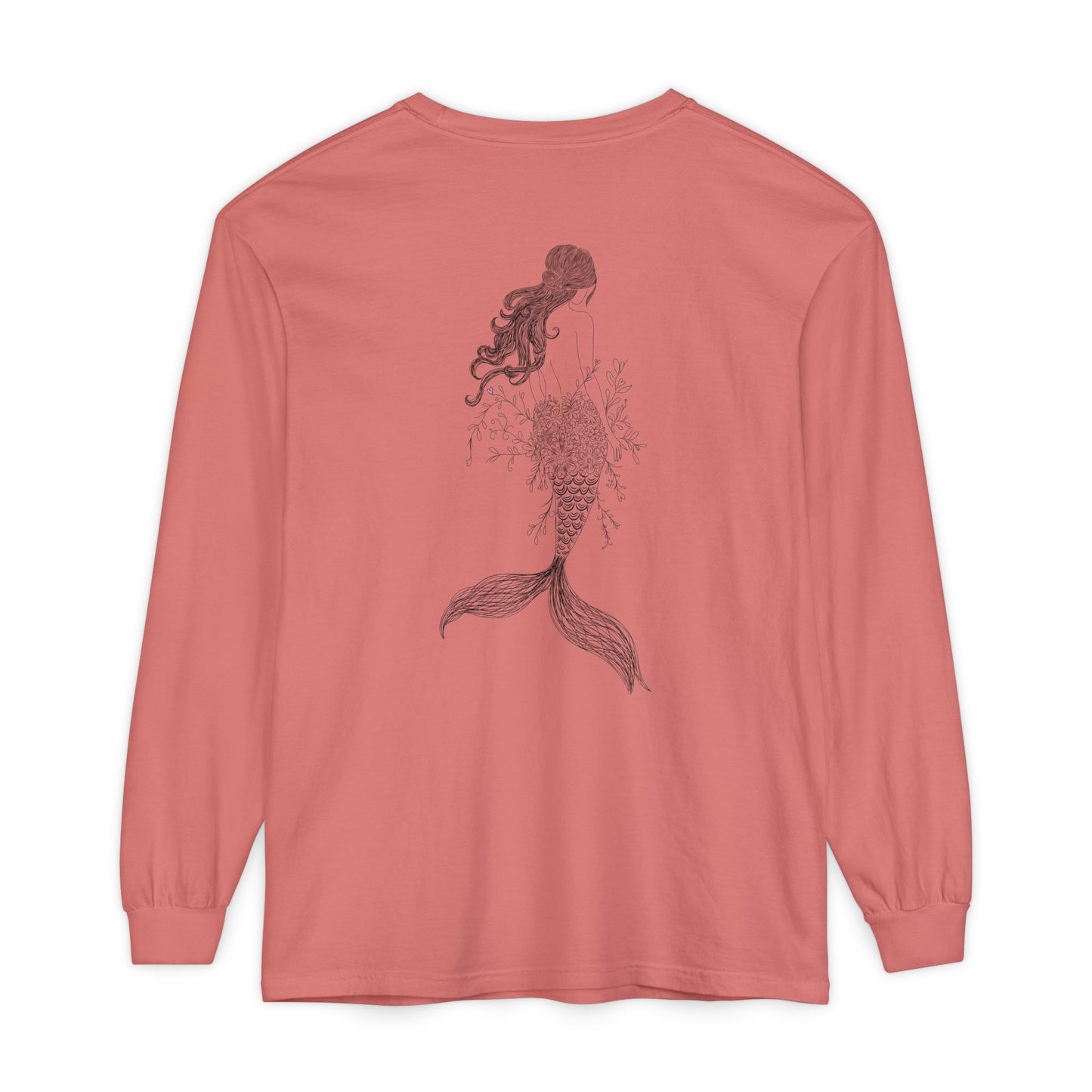 Mermaid Camdyn Long Sleeve Tee — Ocean Graphic Garment-Dyed Shirt