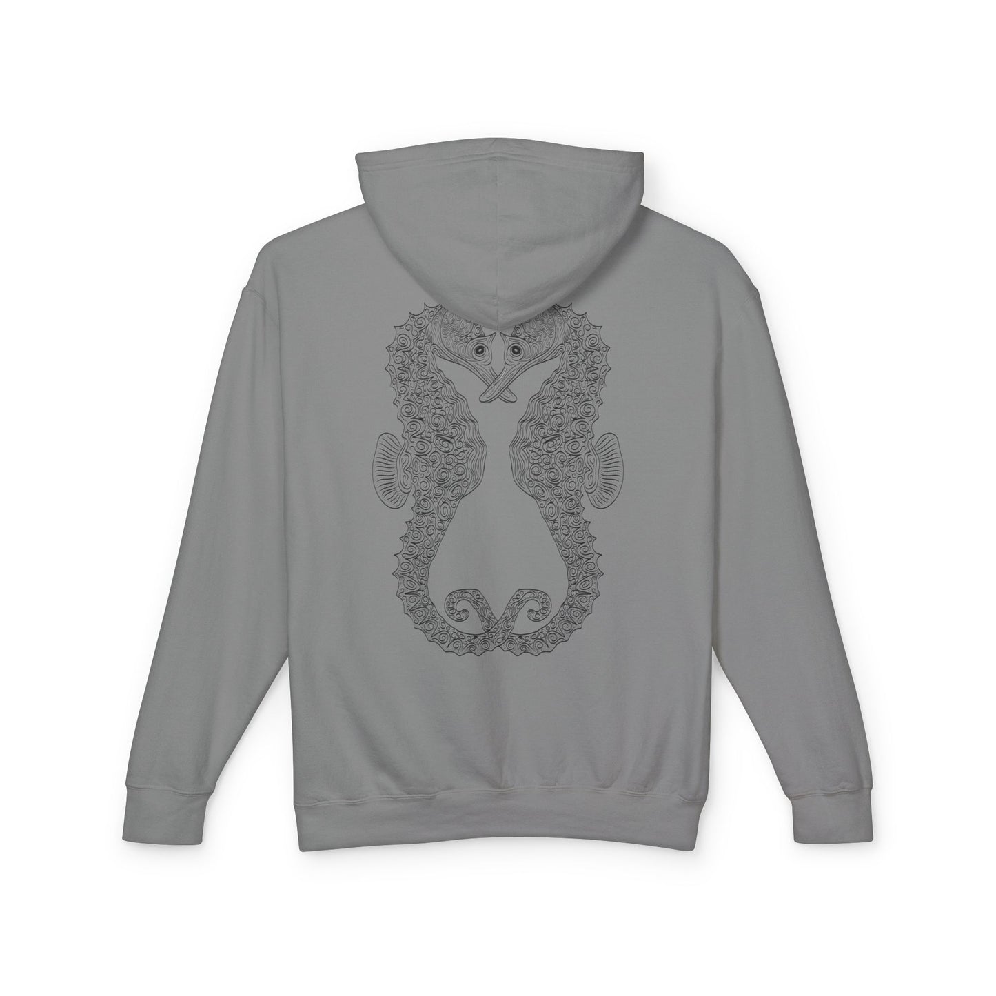 Seaside Seahorse Hoodie — Intricate Nautical Graphic Lightweight Hoodie