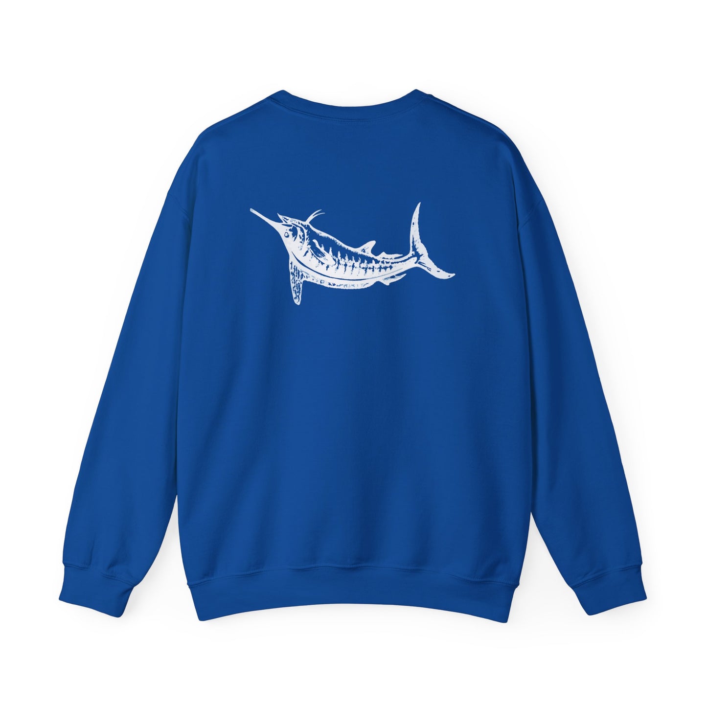 Crewneck Sweatshirt- Design varies by color: Did you Die on black, White marlin on royal, Flat bottom on OD green, Aloha Shallow grave on navy