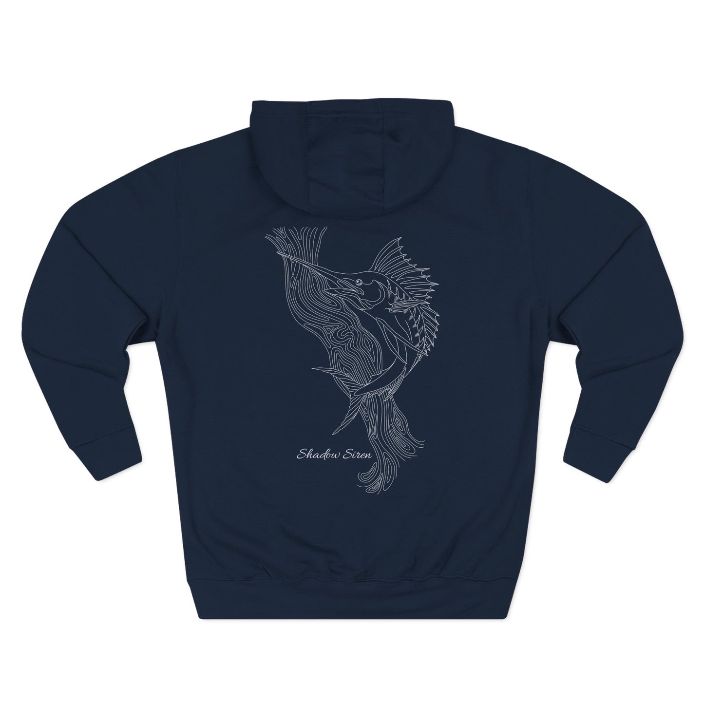 Lines In Billfish line art fleece hoodie