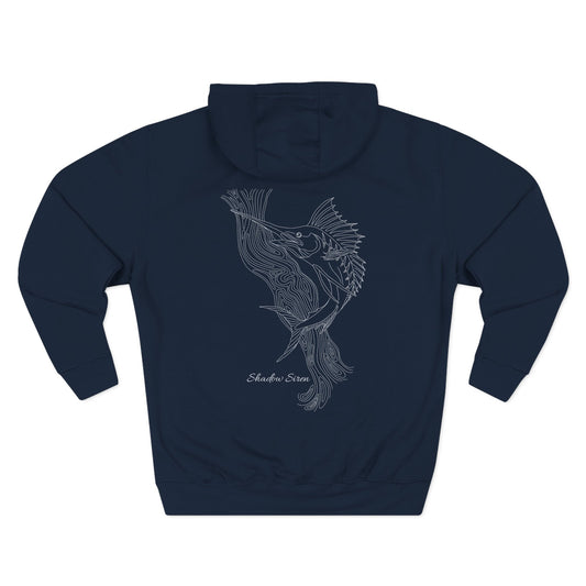 Lines In Billfish line art fleece hoodie