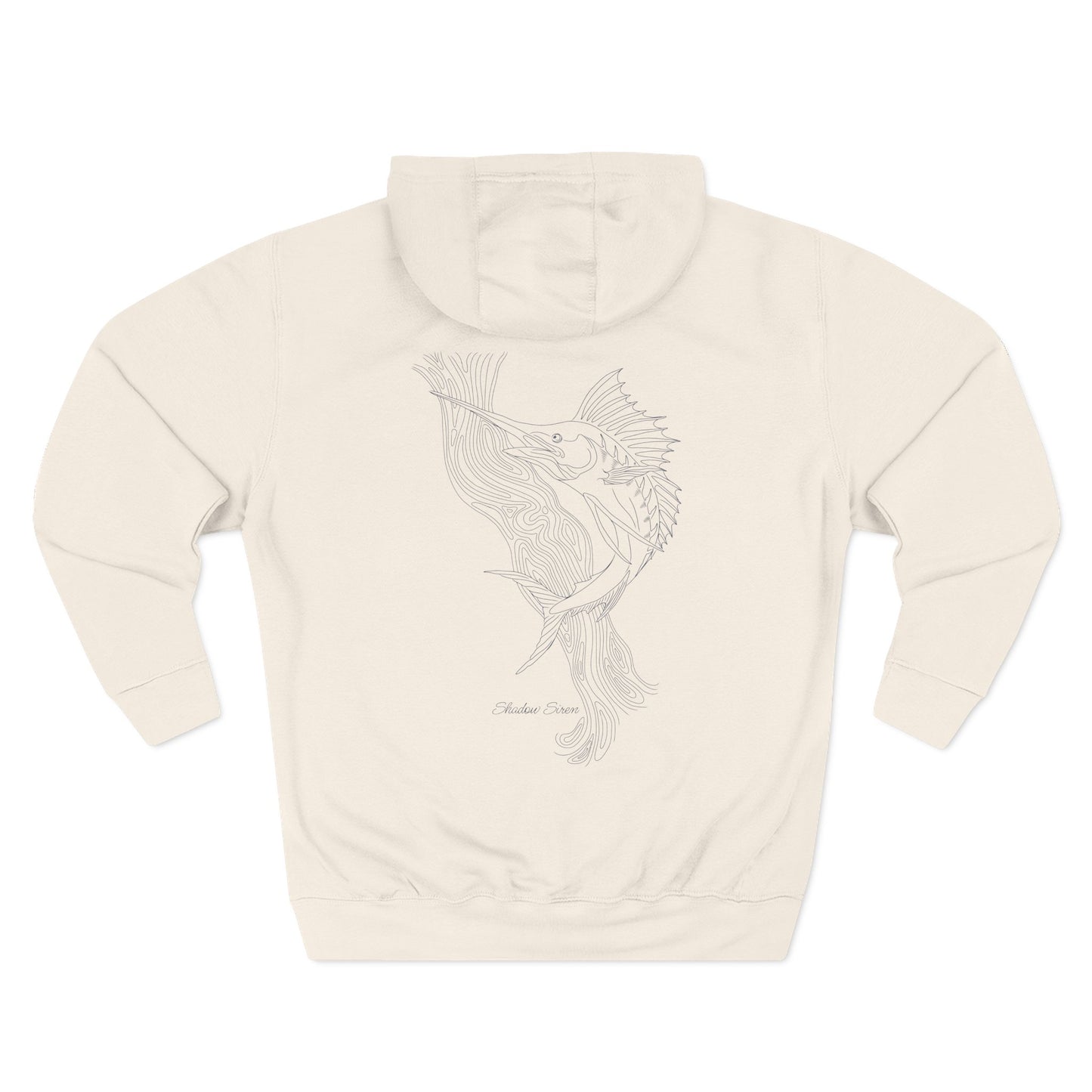 Lines In Billfish line art fleece hoodie