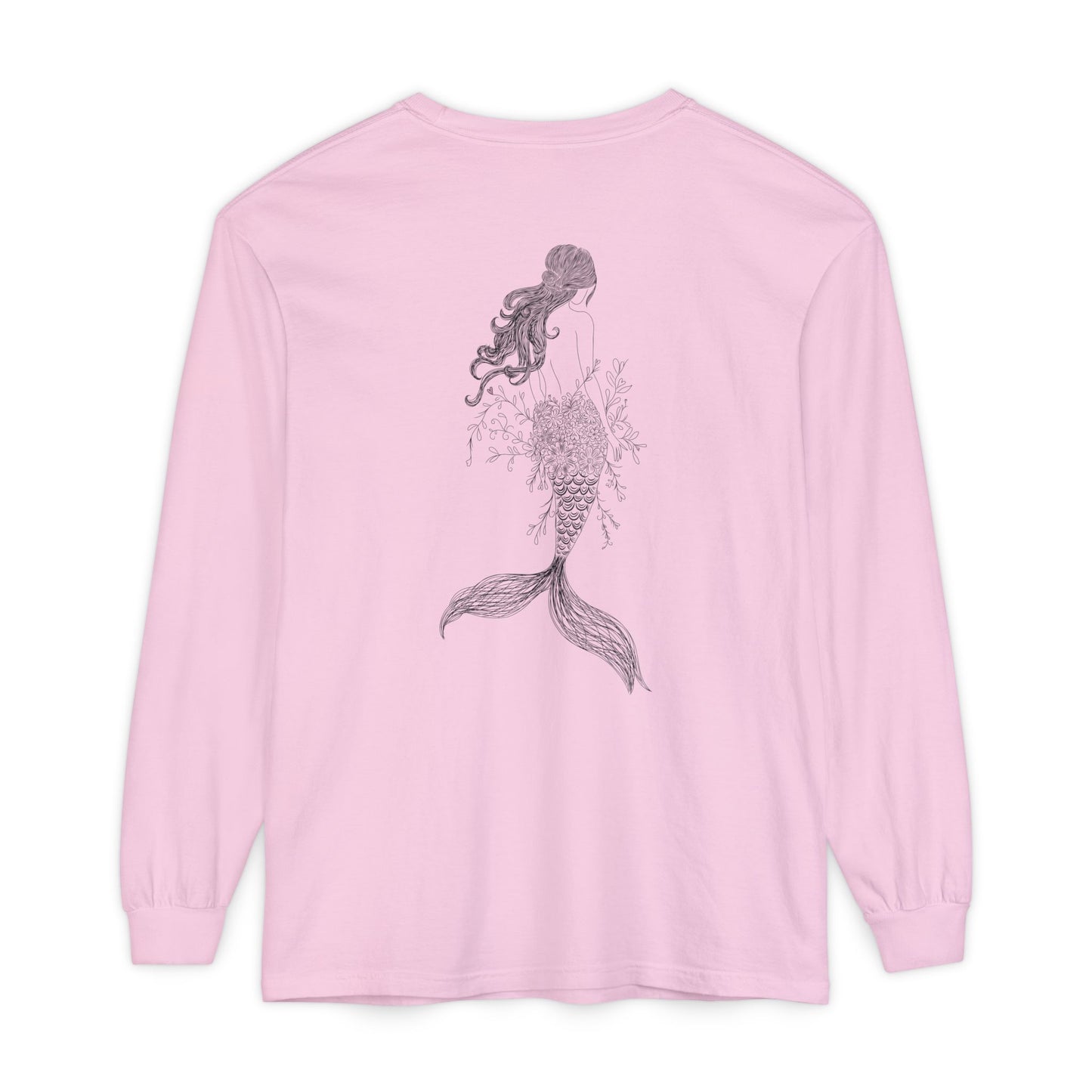 Mermaid Camdyn Long Sleeve Tee — Ocean Graphic Garment-Dyed Shirt