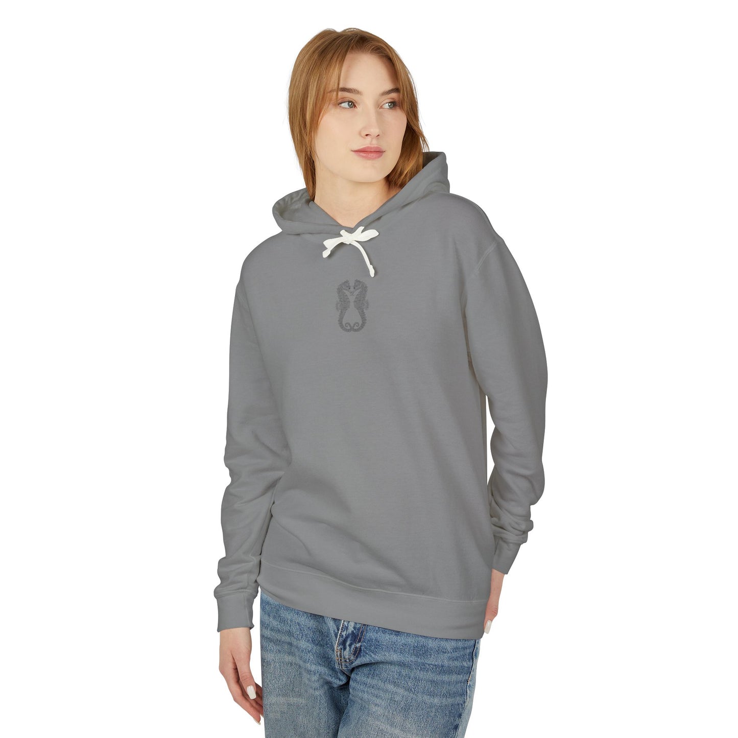 Seaside Seahorse Hoodie — Intricate Nautical Graphic Lightweight Hoodie