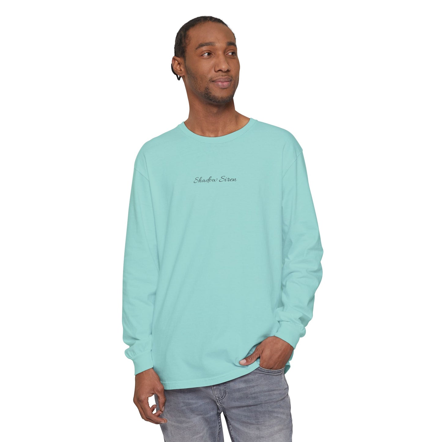 Mermaid Camdyn Long Sleeve Tee — Ocean Graphic Garment-Dyed Shirt