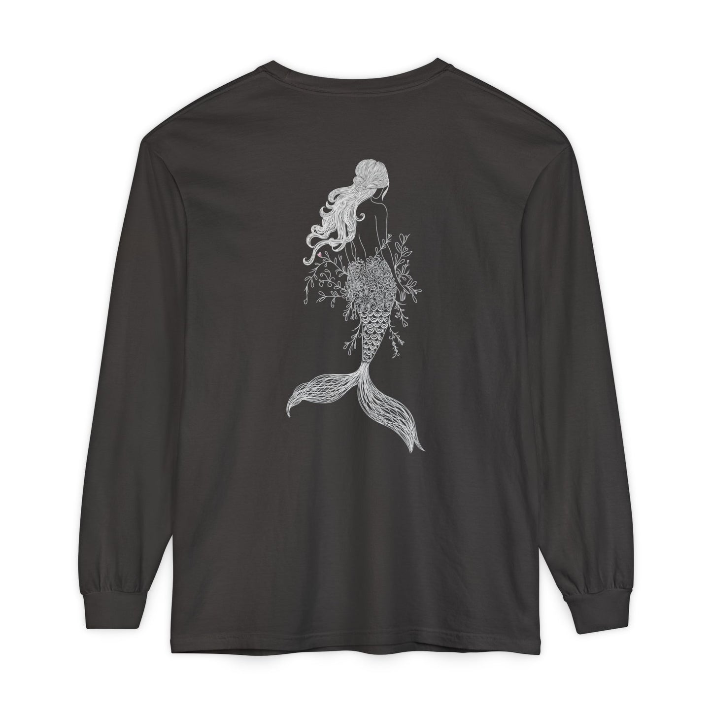 Mermaid Camdyn Long Sleeve Tee — Ocean Graphic Garment-Dyed Shirt