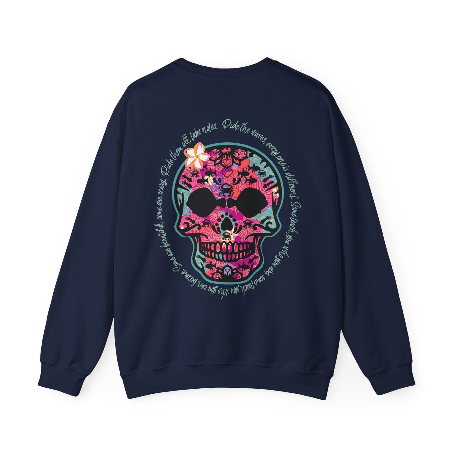 Crewneck Sweatshirt- Design varies by color: Did you Die on black, White marlin on royal, Flat bottom on OD green, Aloha Shallow grave on navy