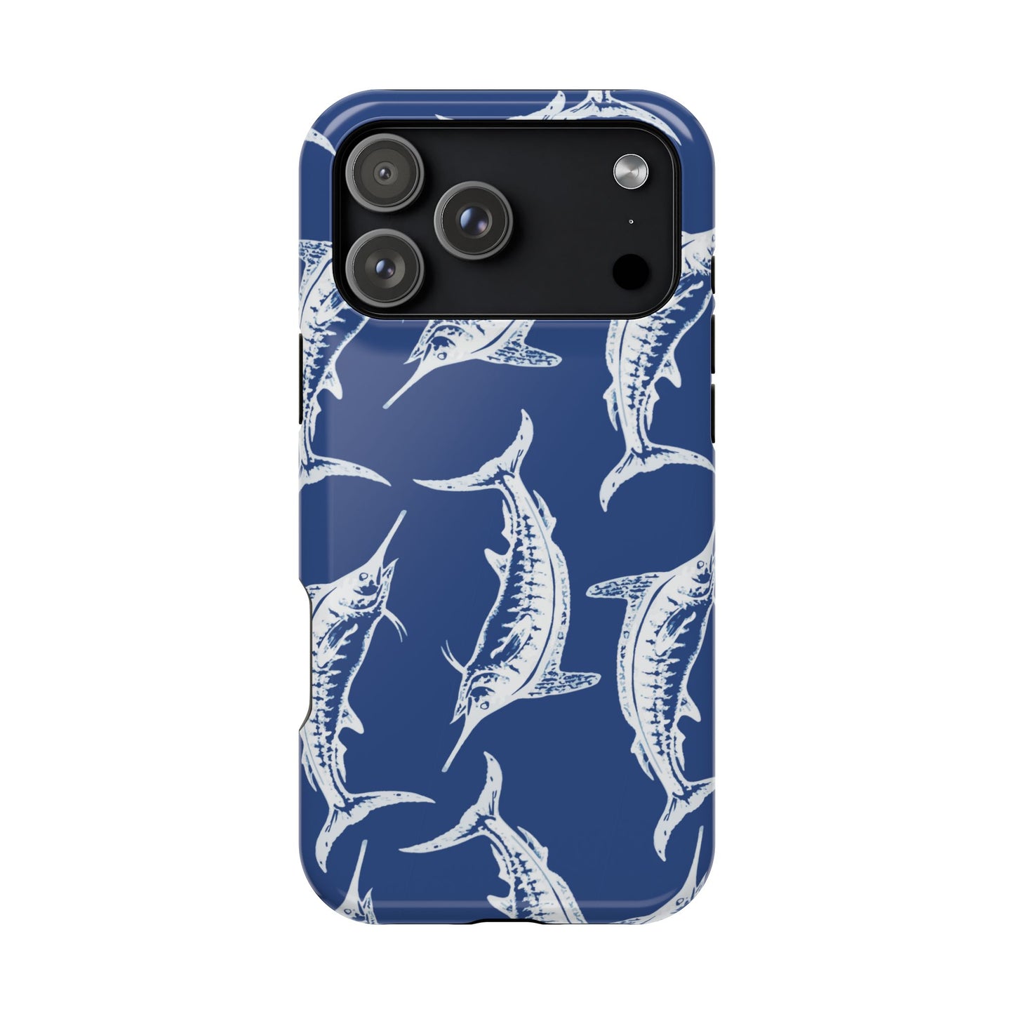 White Marlin Pattern Magnetic Phone Case, Coastal Gifts, Marine-Themed Accessories