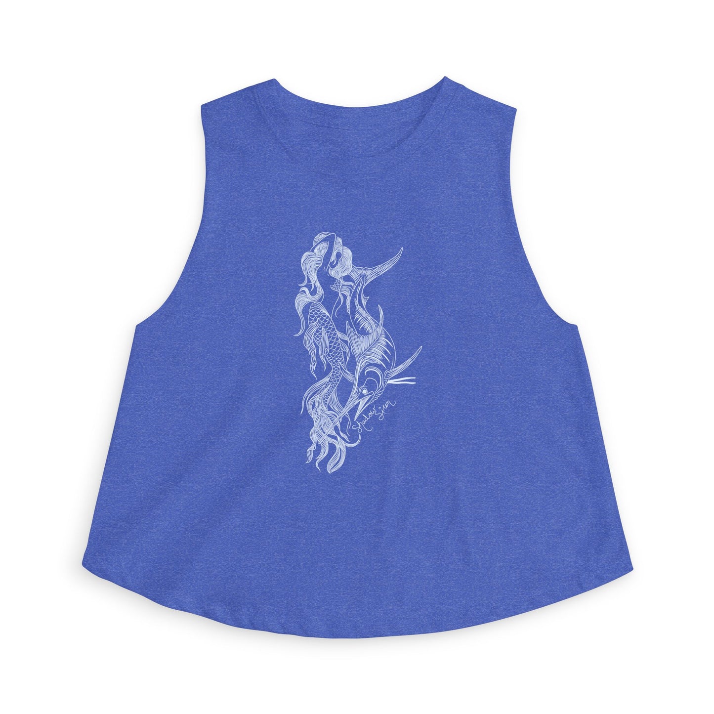 Symbiosis Mermaid & Marlin Crop Top — Illustrated Sea Creature Graphic