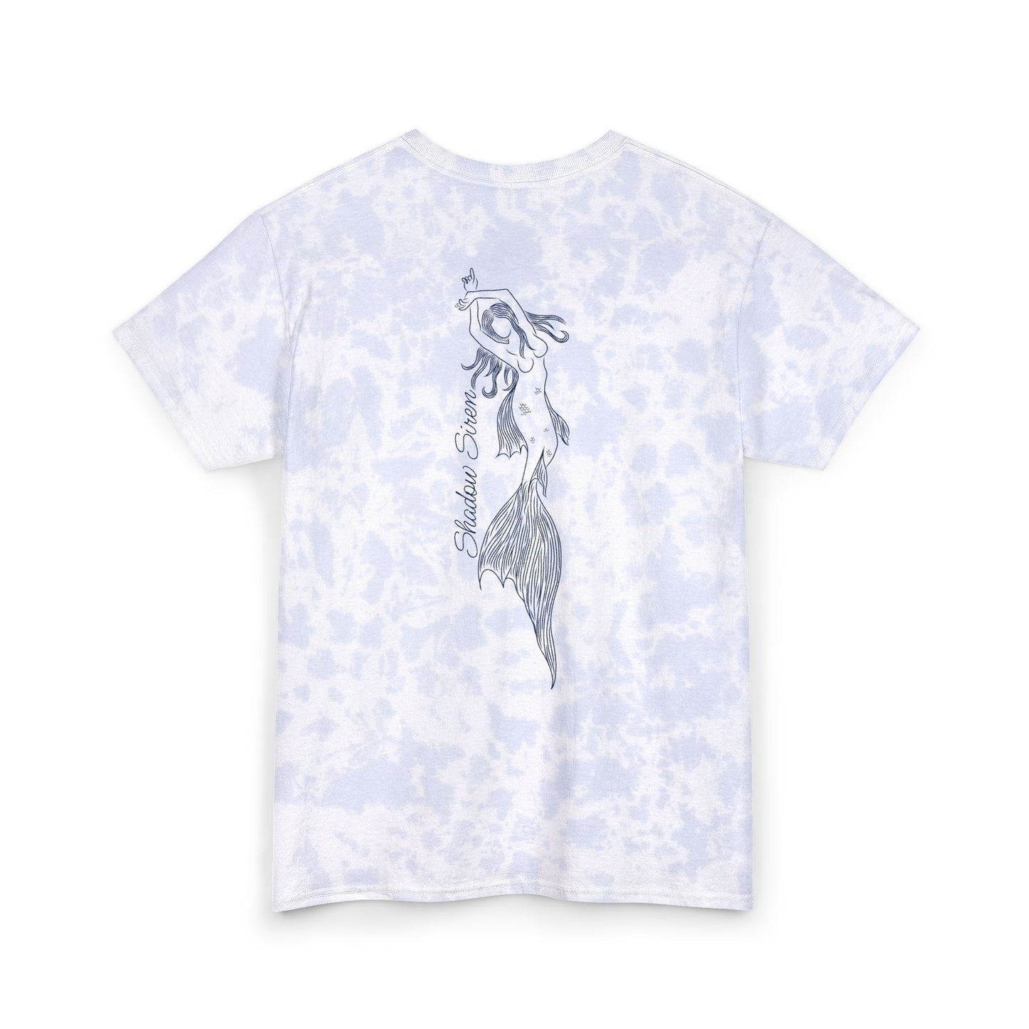 Minimalist Mermaid Tee — "Coast Mind" Light Blue Tiedye Cotton Shirt