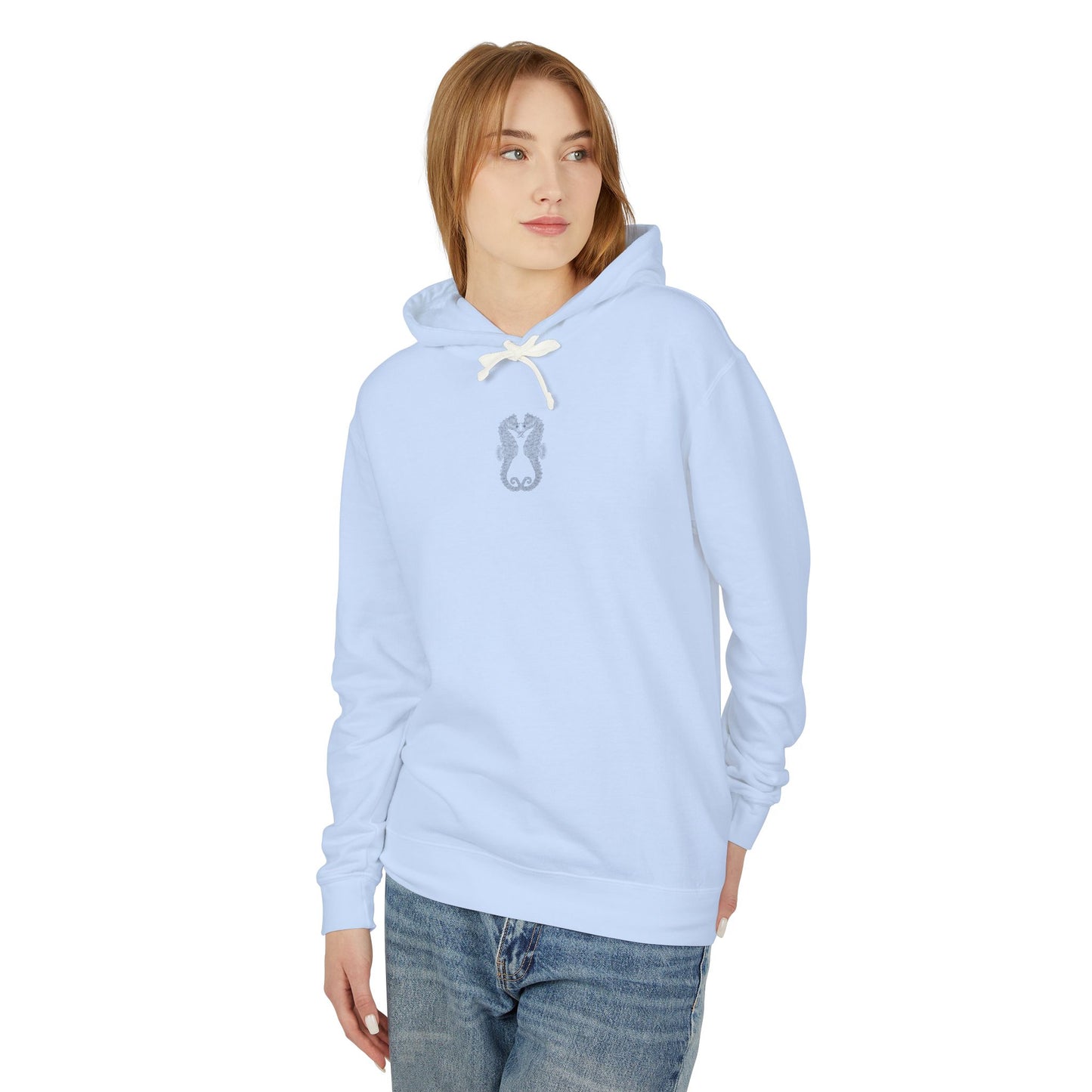Seaside Seahorse Hoodie — Intricate Nautical Graphic Lightweight Hoodie