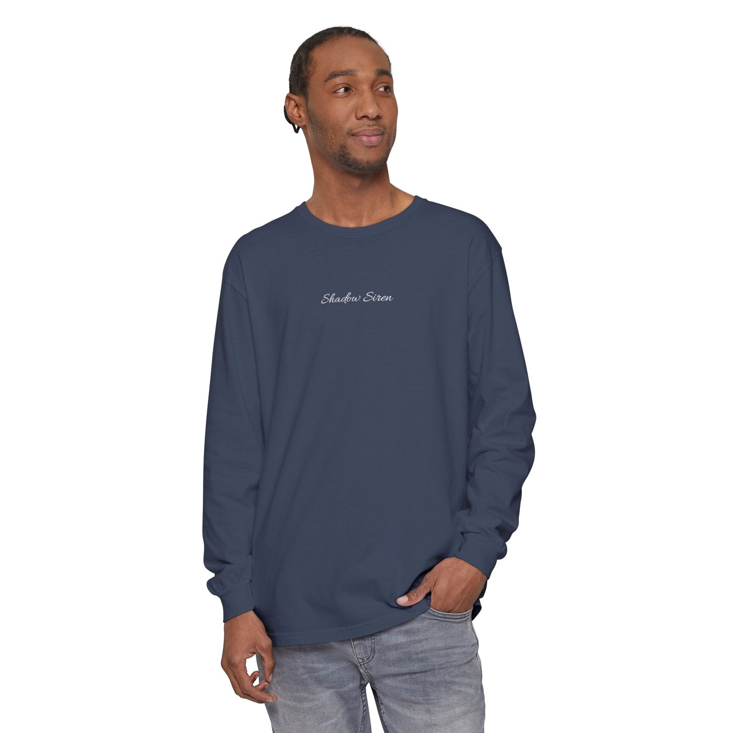 Mermaid Camdyn Long Sleeve Tee — Ocean Graphic Garment-Dyed Shirt