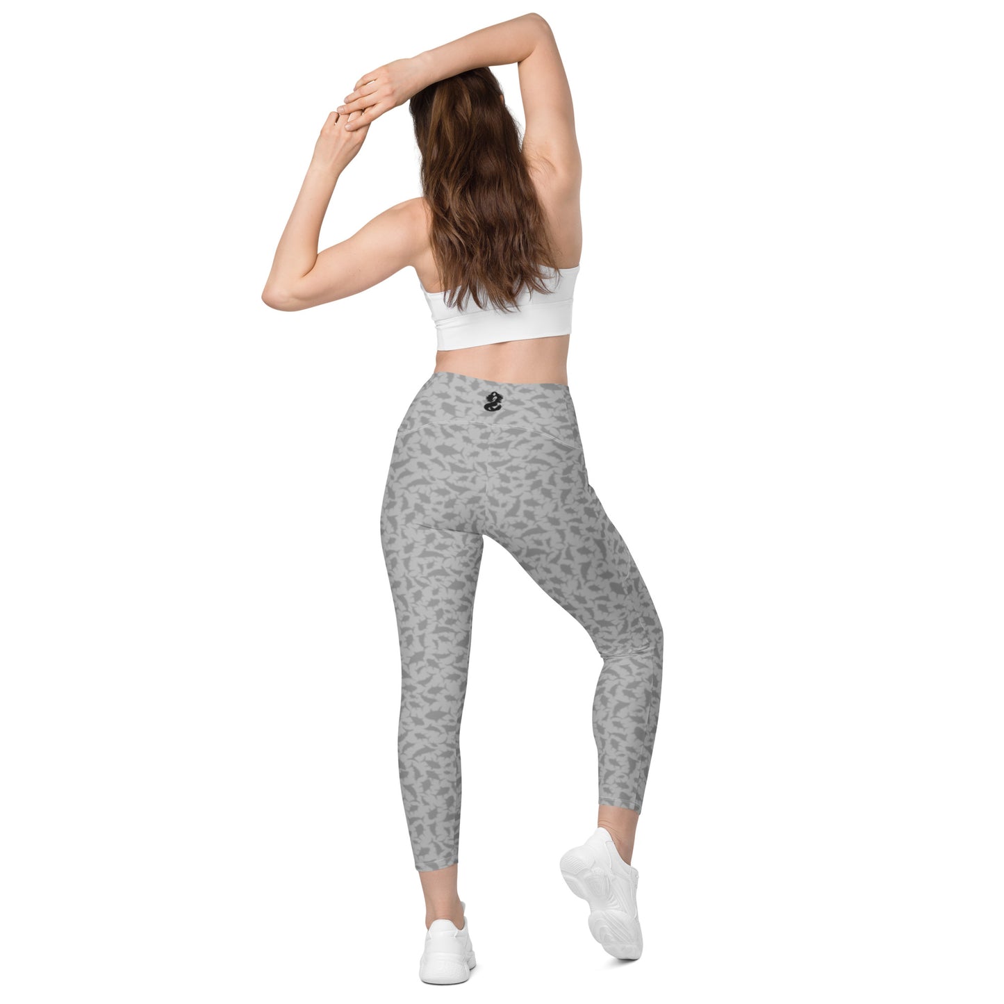 Scatter Tuna Marlin charcoal Crossover leggings with pockets