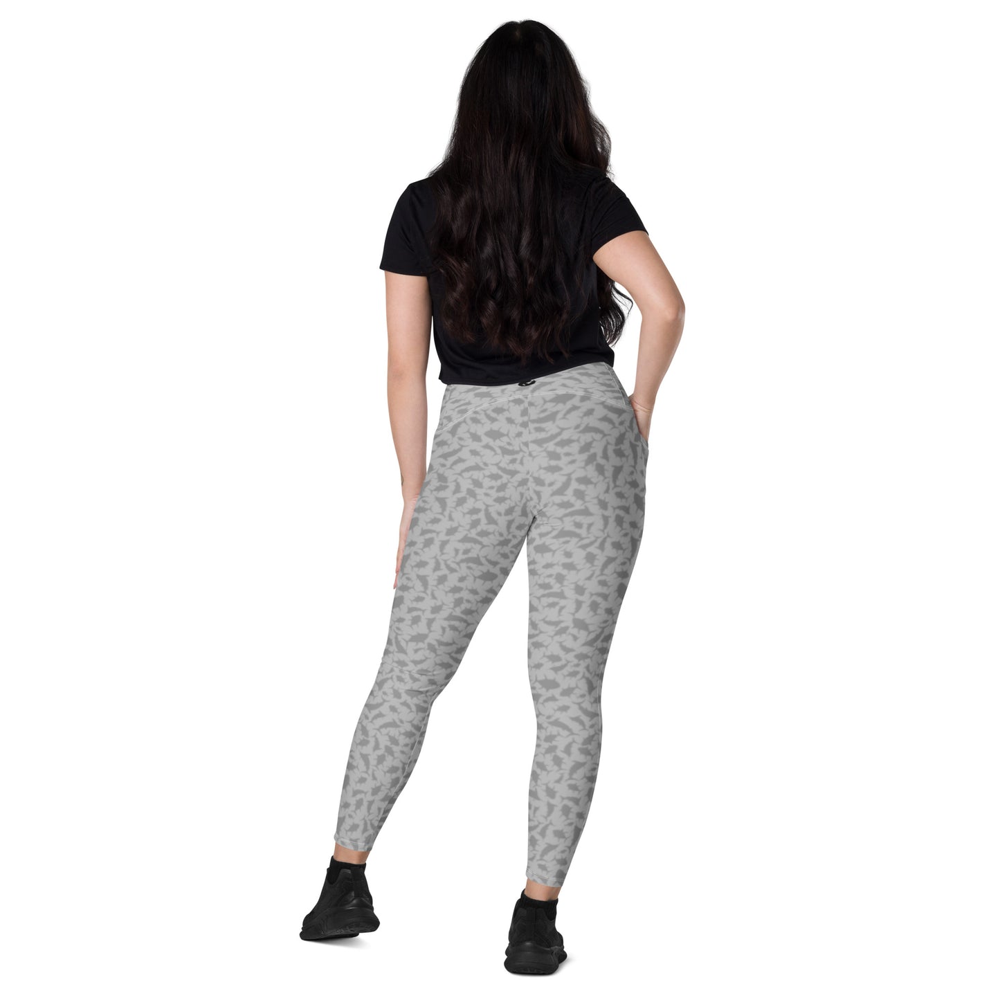 Scatter Tuna Marlin charcoal Crossover leggings with pockets