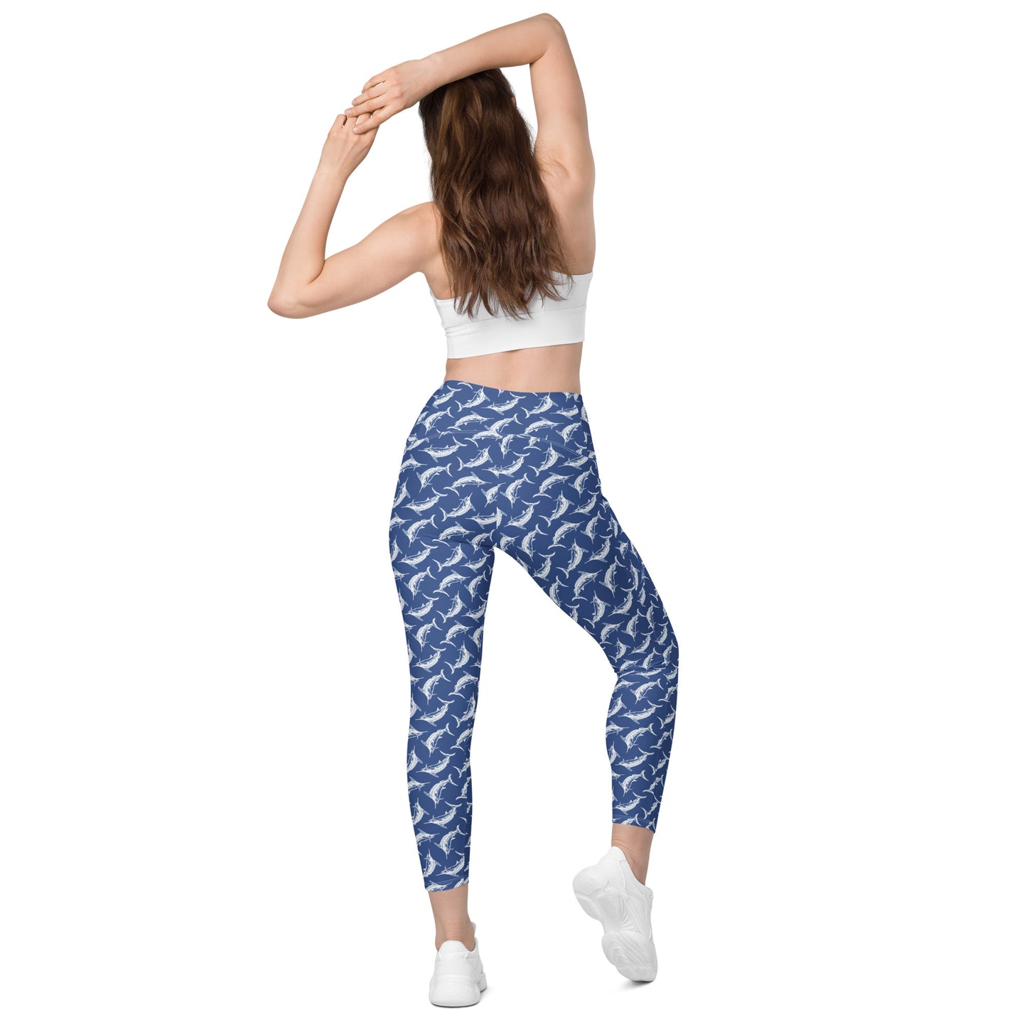 White marlin Crossover leggings with pockets