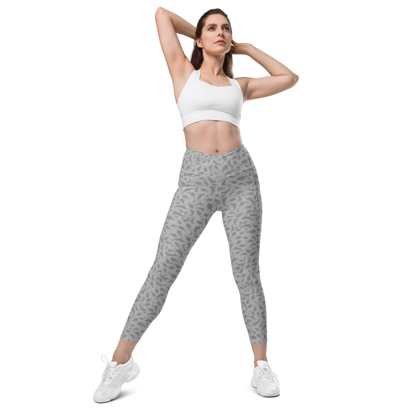 Scatter Tuna Marlin charcoal Crossover leggings with pockets