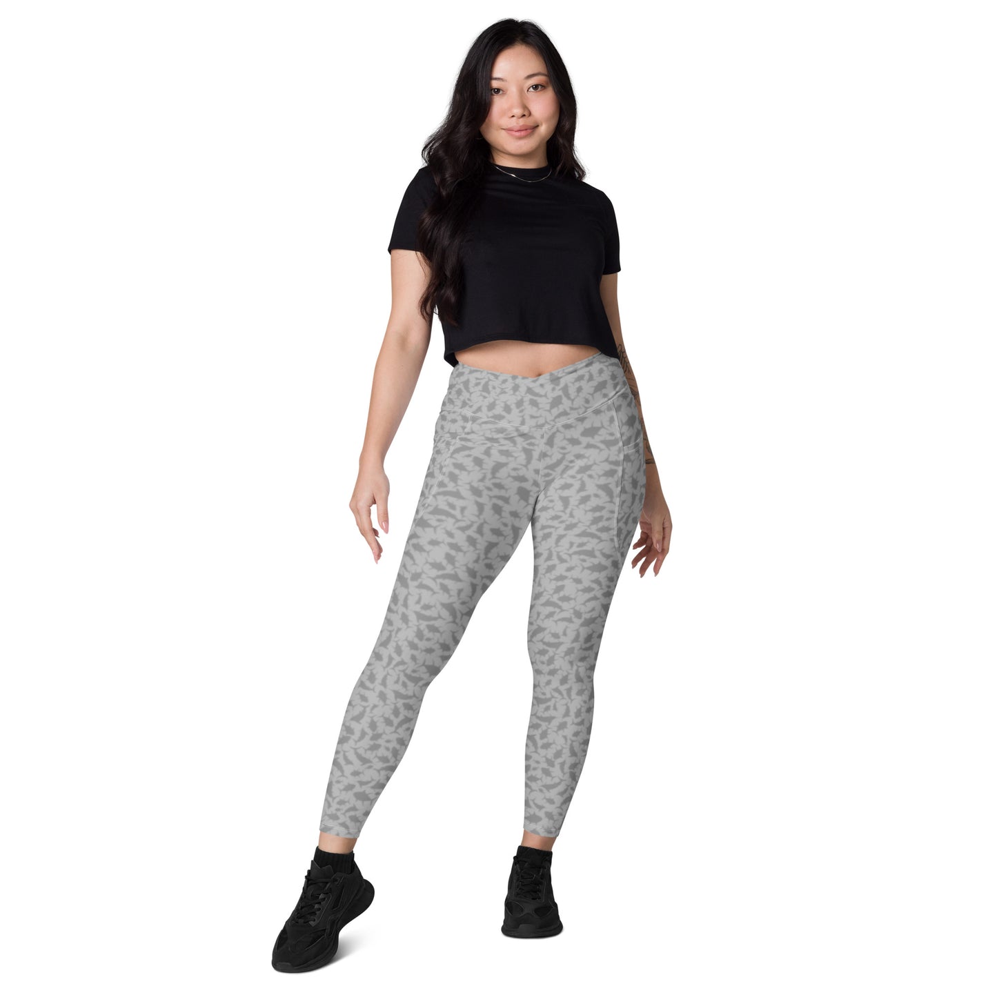 Scatter Tuna Marlin charcoal Crossover leggings with pockets