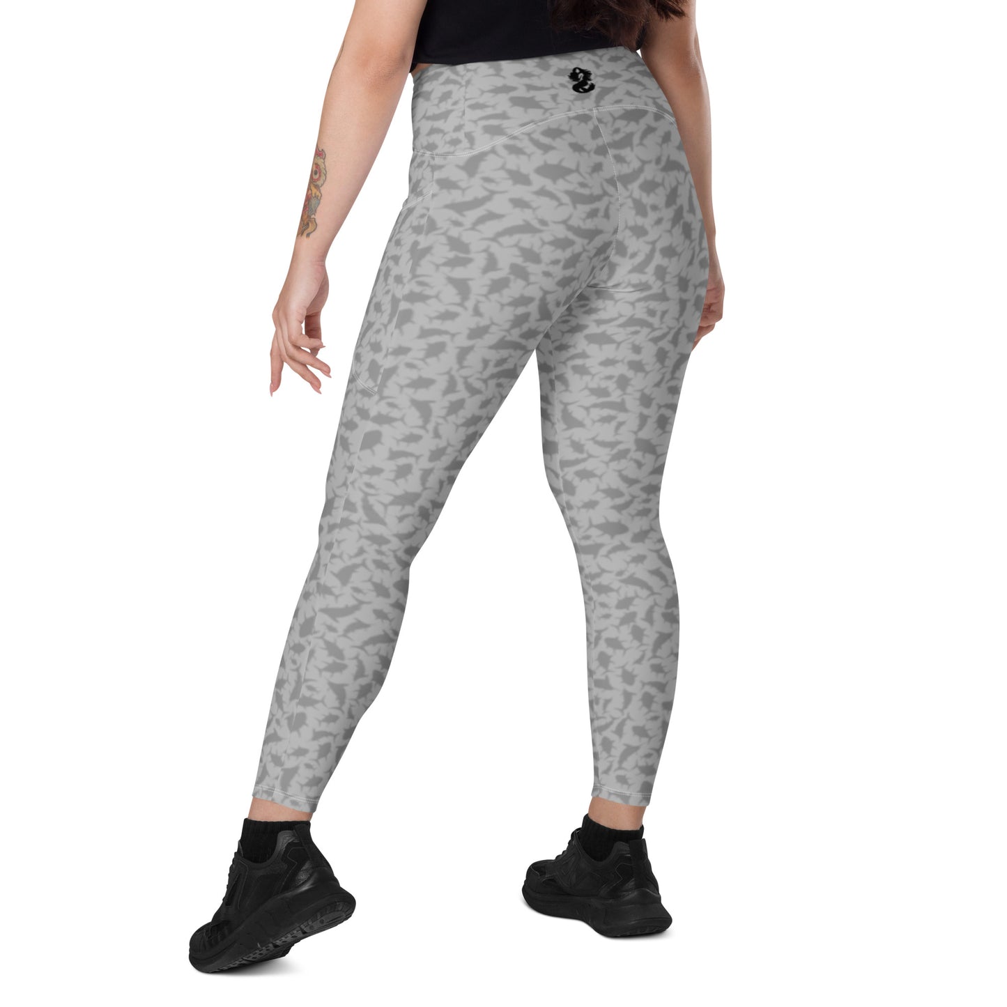 Scatter Tuna Marlin charcoal Crossover leggings with pockets