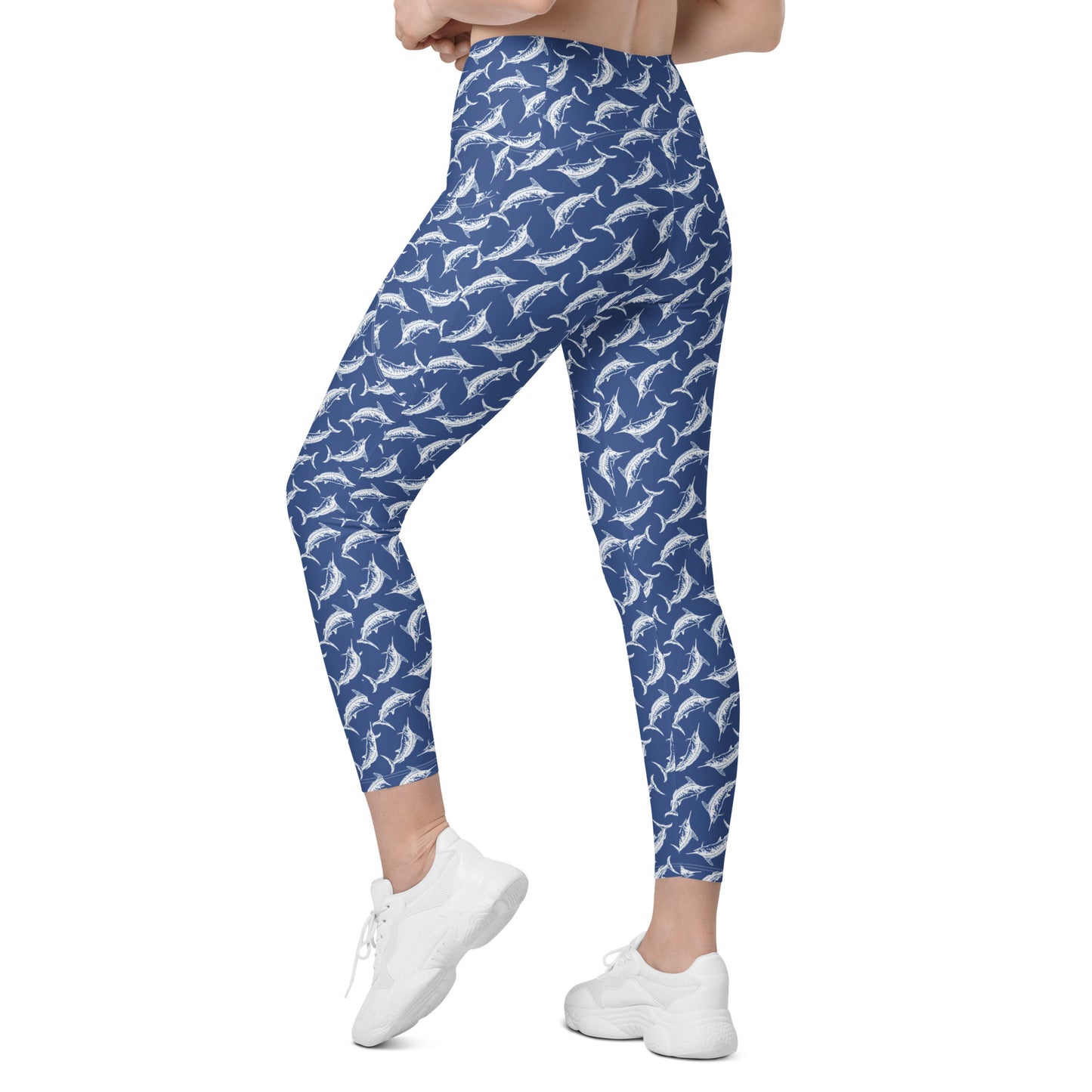 White marlin Crossover leggings with pockets