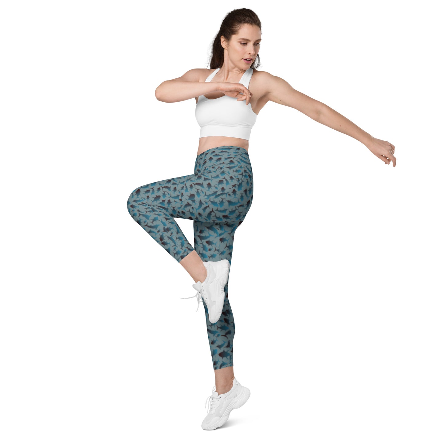 Marlin Tuna scatter ombré on gothic Crossover leggings with pockets