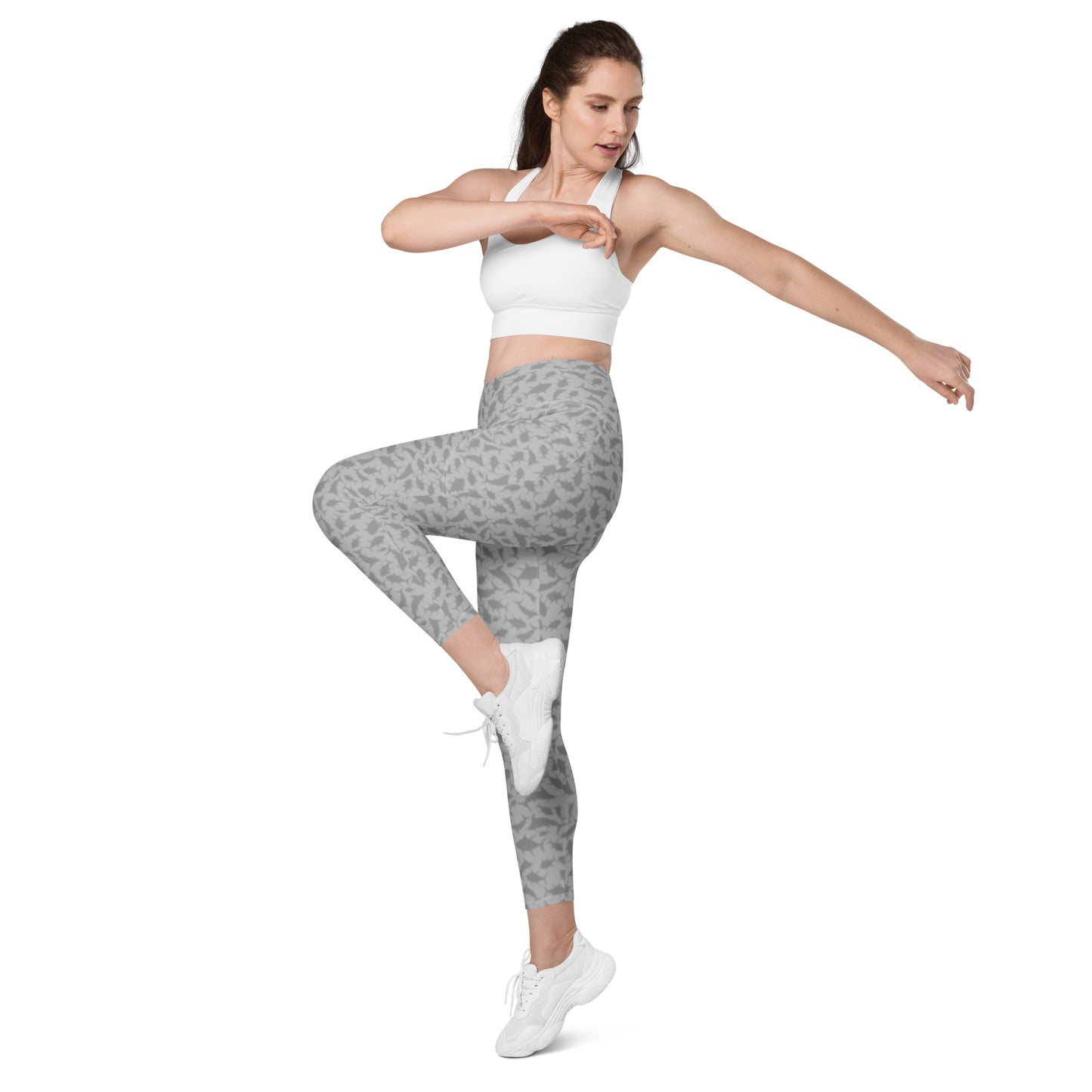 Scatter Tuna Marlin charcoal Crossover leggings with pockets