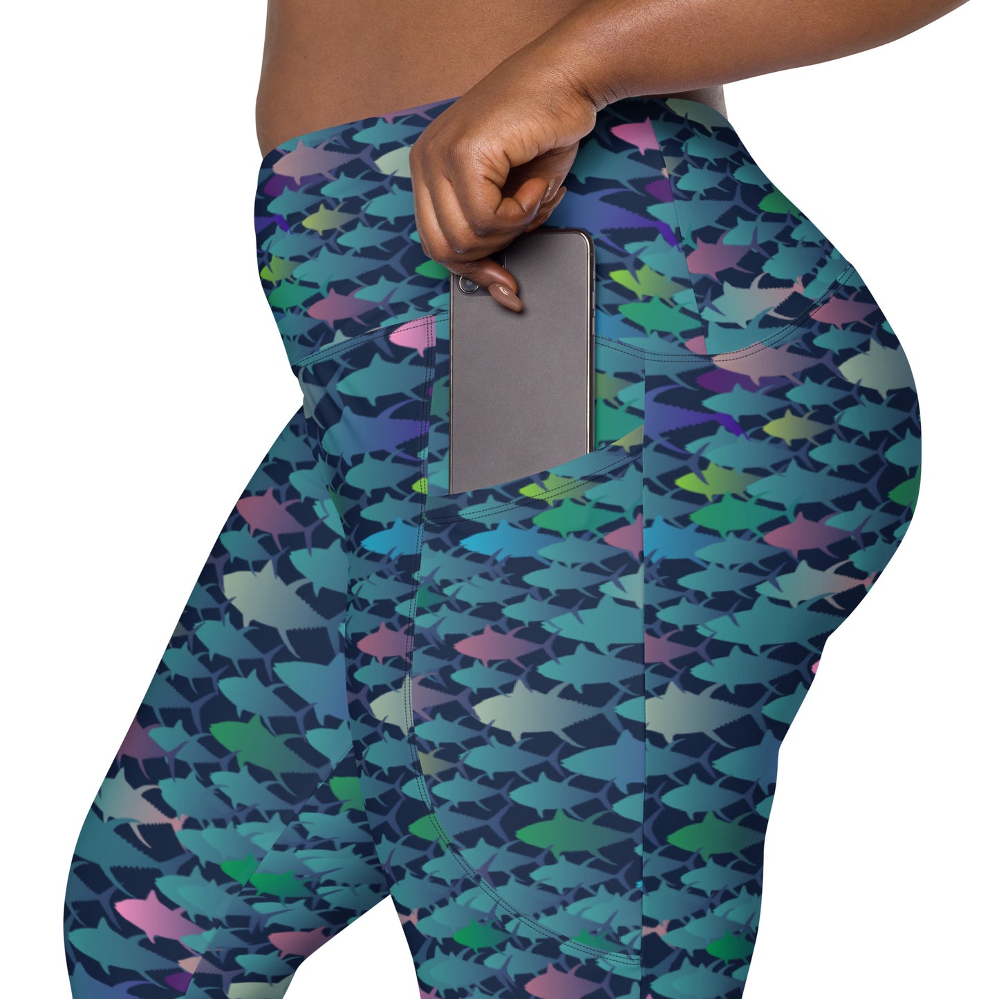 Technicolor Tuna Dark Crossover leggings with pockets