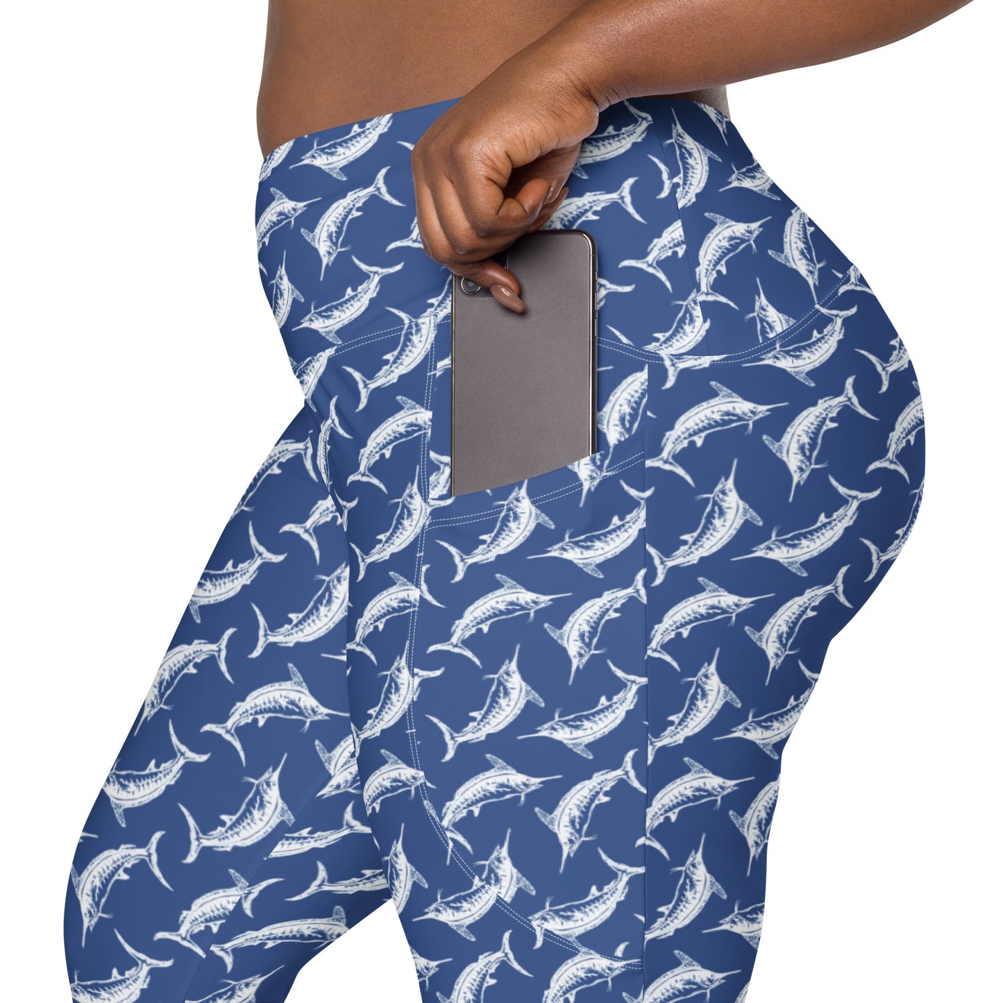 White marlin Crossover leggings with pockets