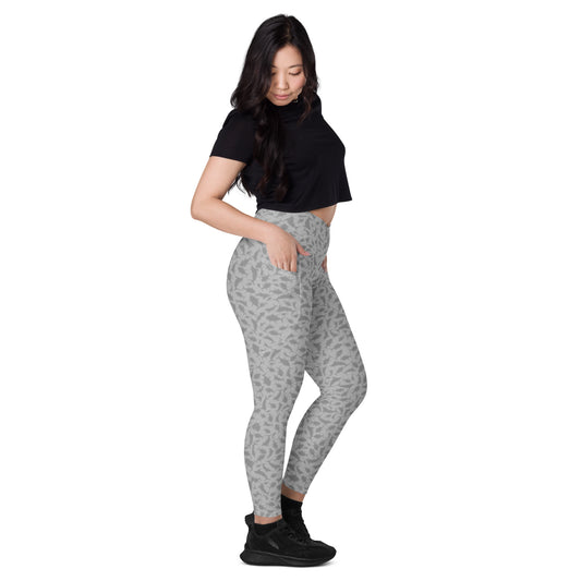 Scatter Tuna Marlin charcoal Crossover leggings with pockets