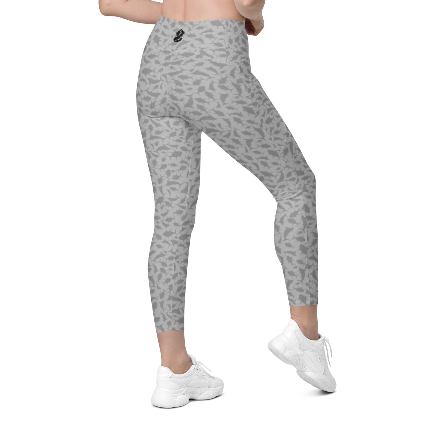 Scatter Tuna Marlin charcoal Crossover leggings with pockets