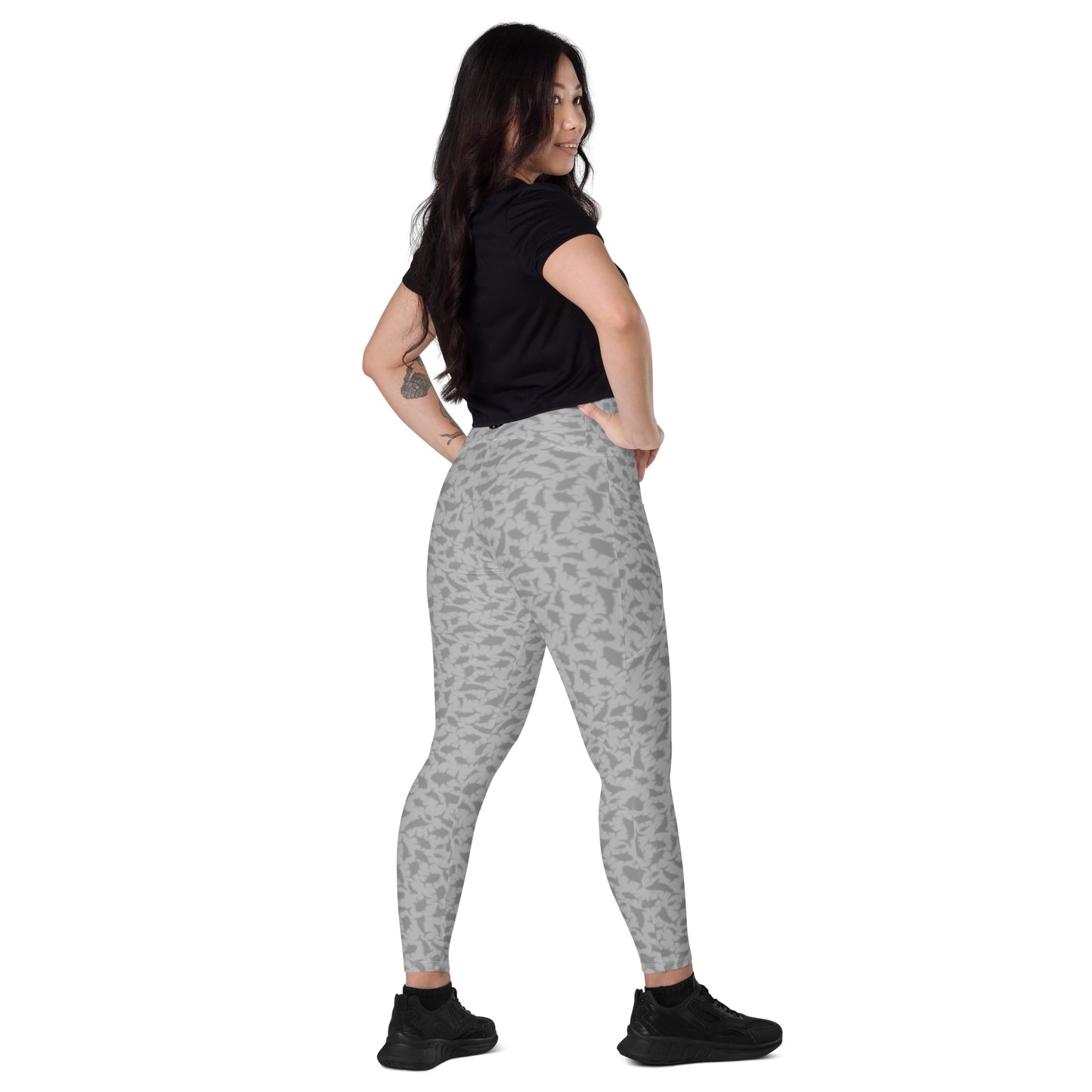 Scatter Tuna Marlin charcoal Crossover leggings with pockets