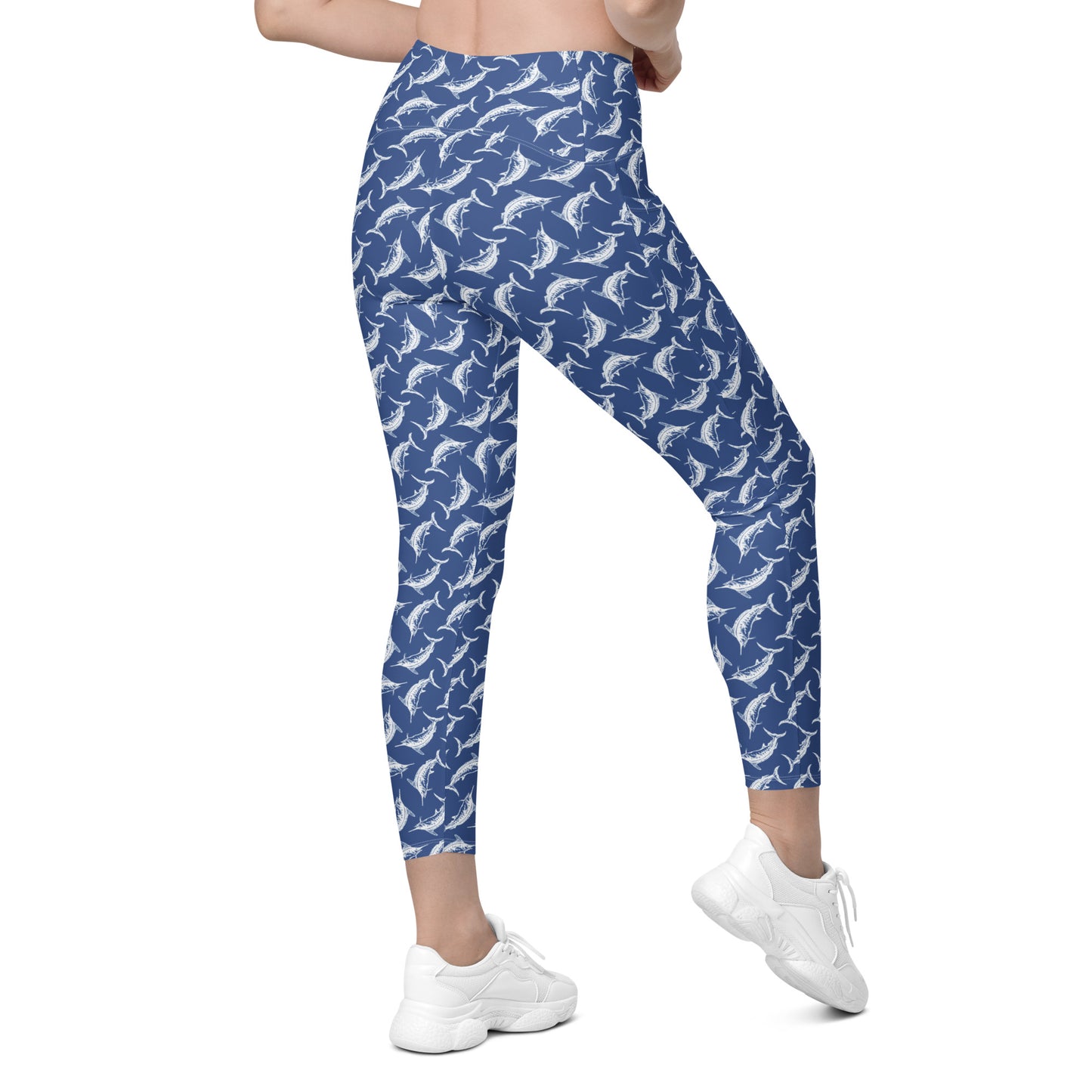 White marlin Crossover leggings with pockets