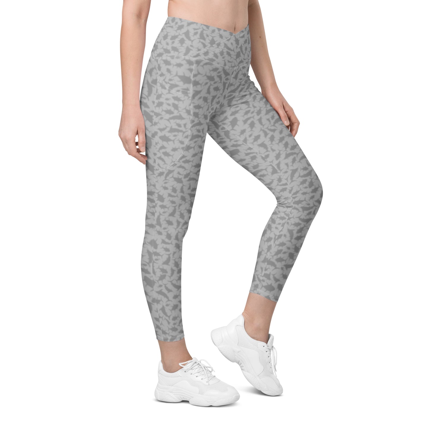 Scatter Tuna Marlin charcoal Crossover leggings with pockets