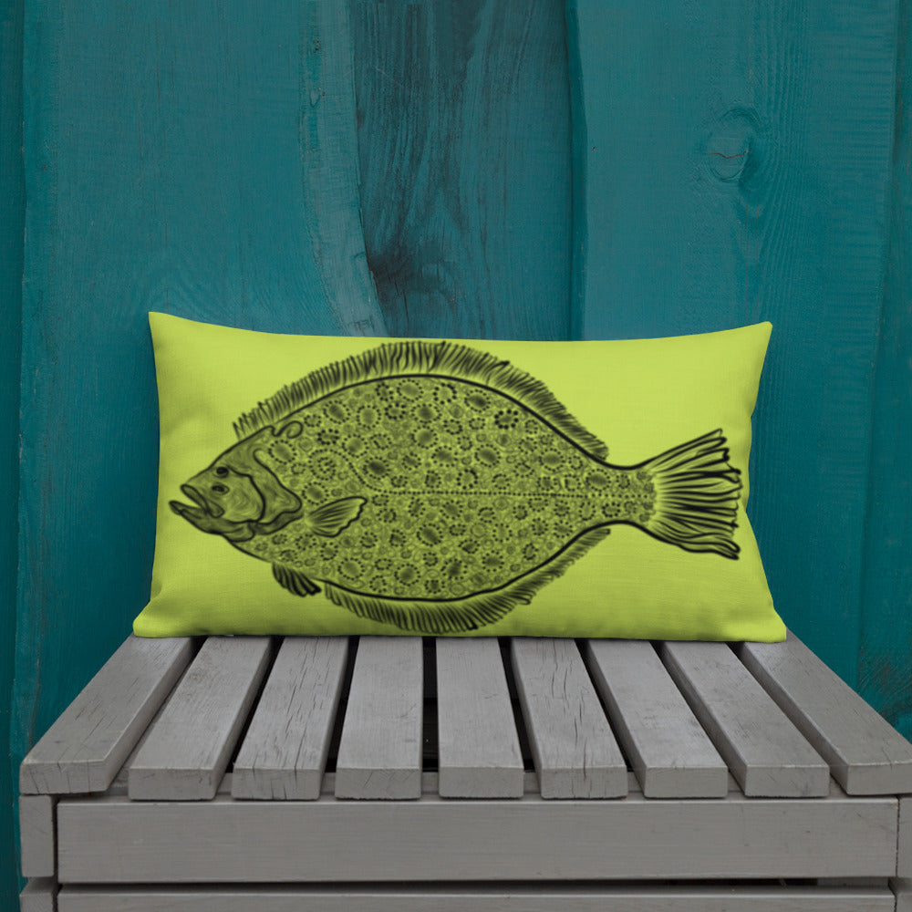 Lime Dia De Los Flounder Premium Pillow