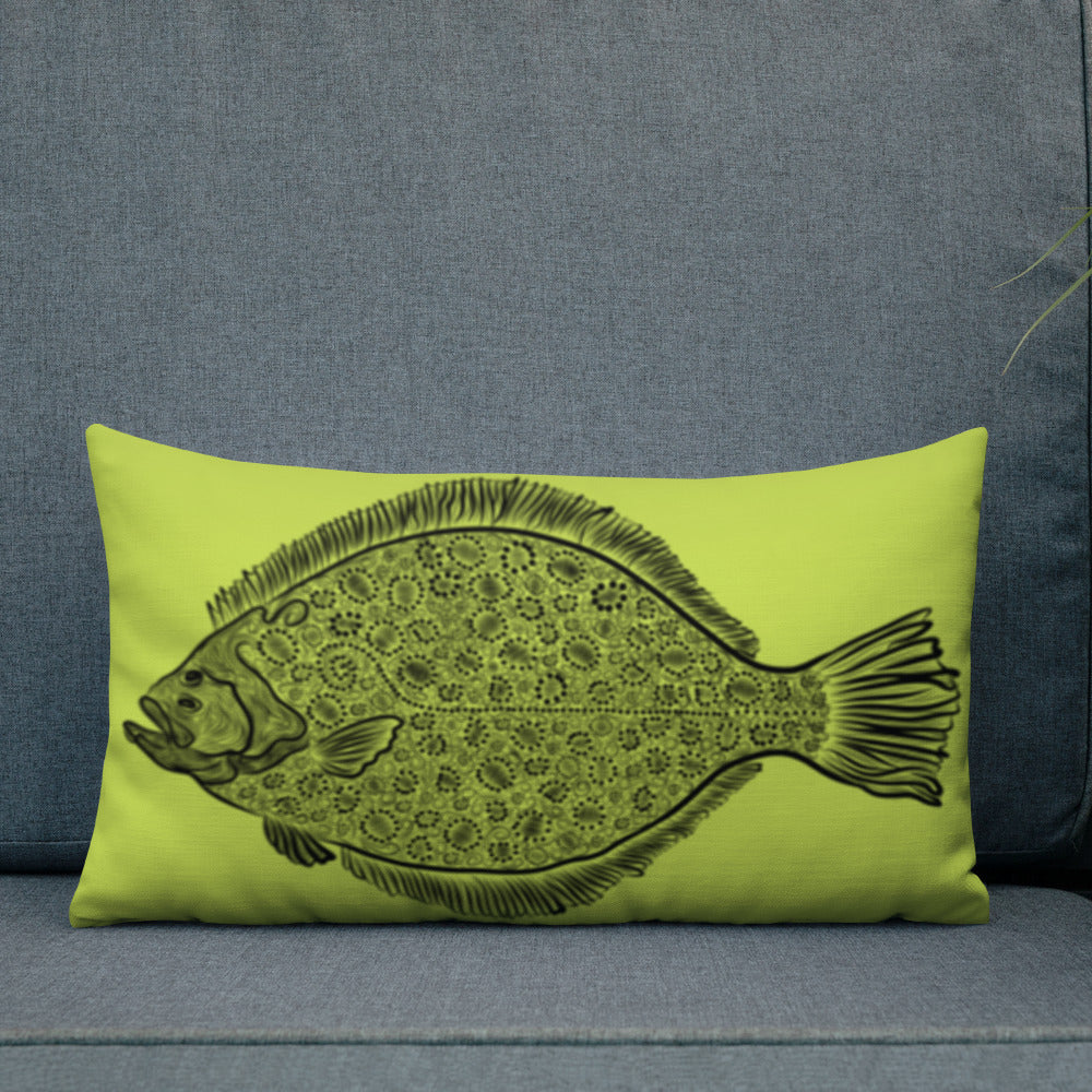 Lime Dia De Los Flounder Premium Pillow