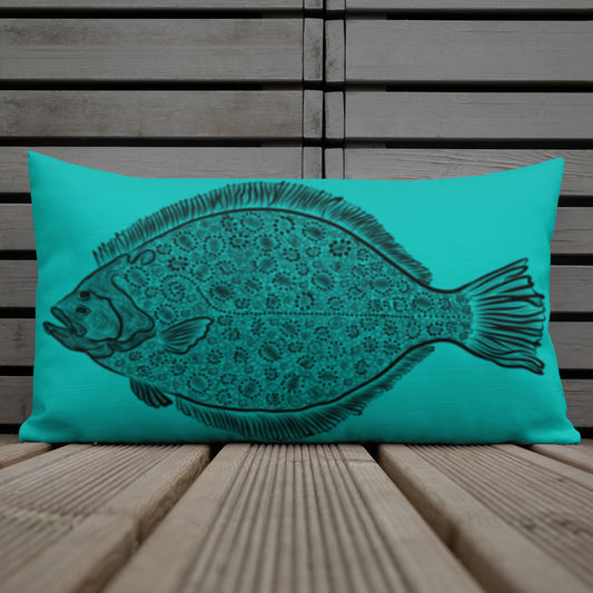 Teal Dia De Los Flounder Premium Pillow