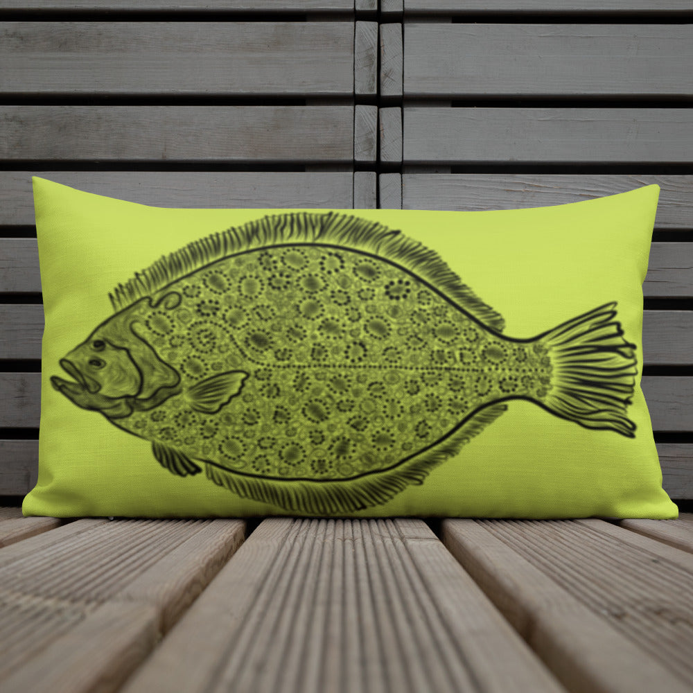 Lime Dia De Los Flounder Premium Pillow