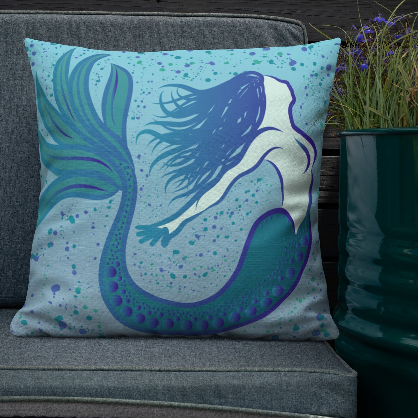 Marlin Tuna Scatter Blue Purple Ombré Premium Pillow