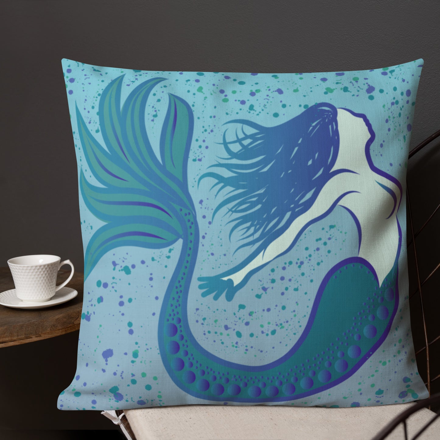 Marlin Tuna Scatter Blue Purple Ombré Premium Pillow