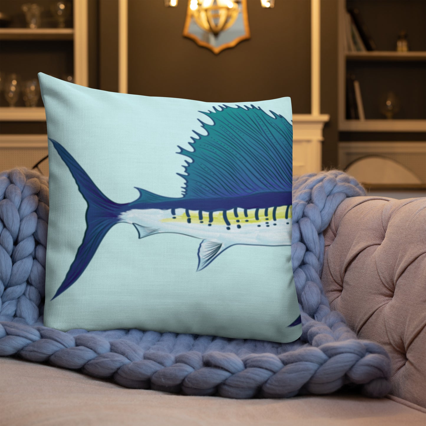 Sailfish Watercolor Premium Pillow