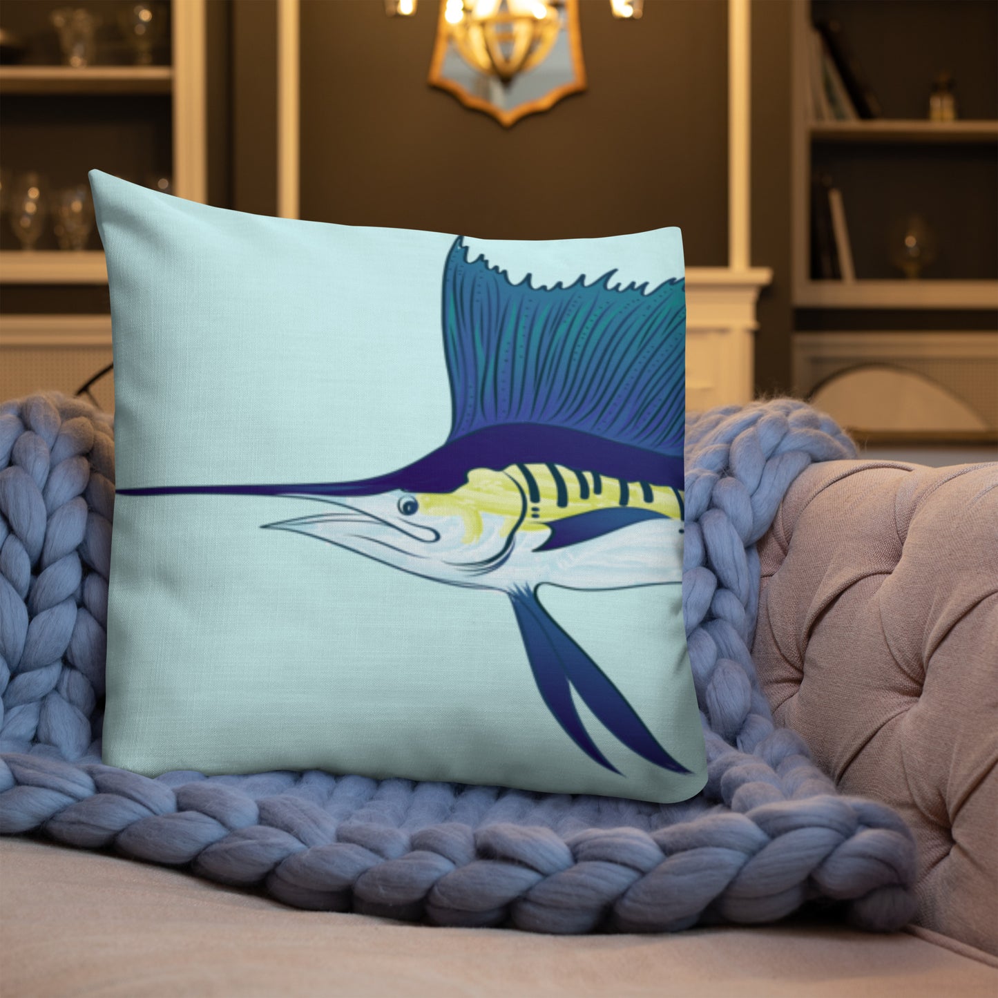 Sailfish Watercolor Premium Pillow