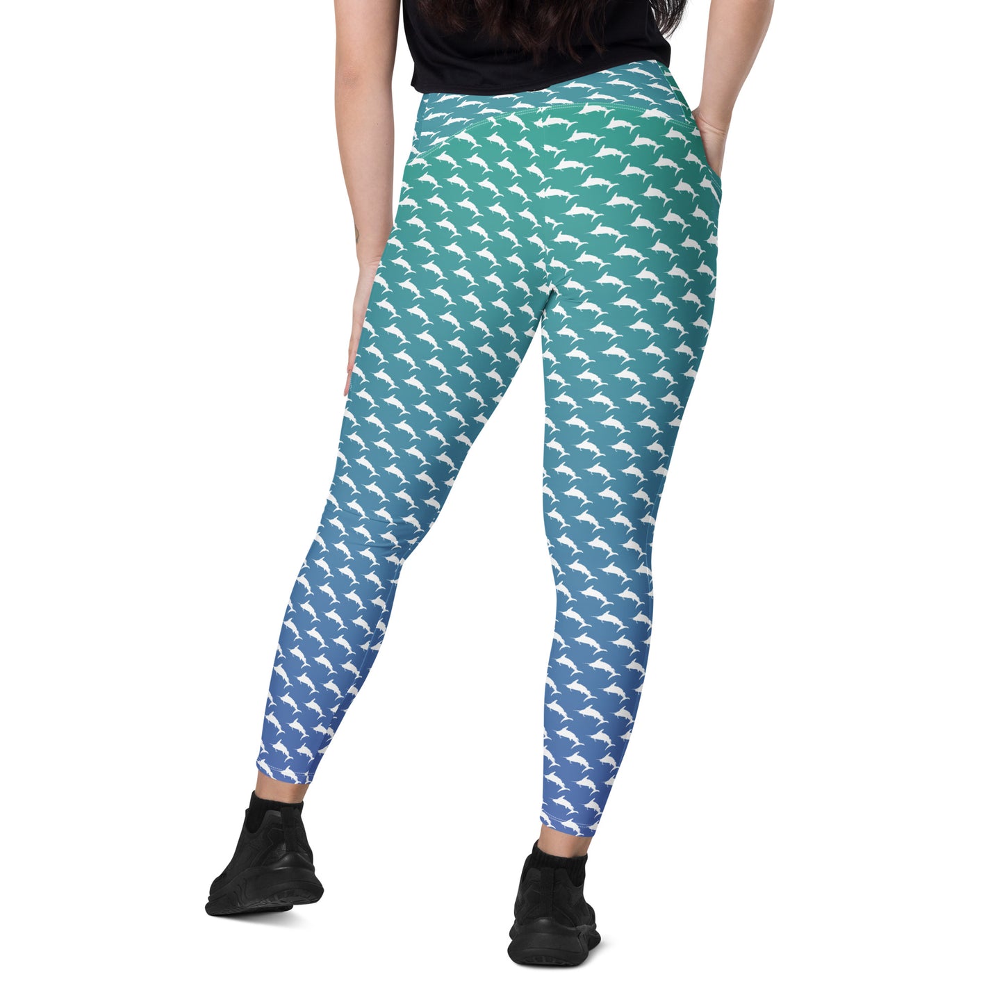 White Marlin Ombré Brick Crossover leggings with pockets