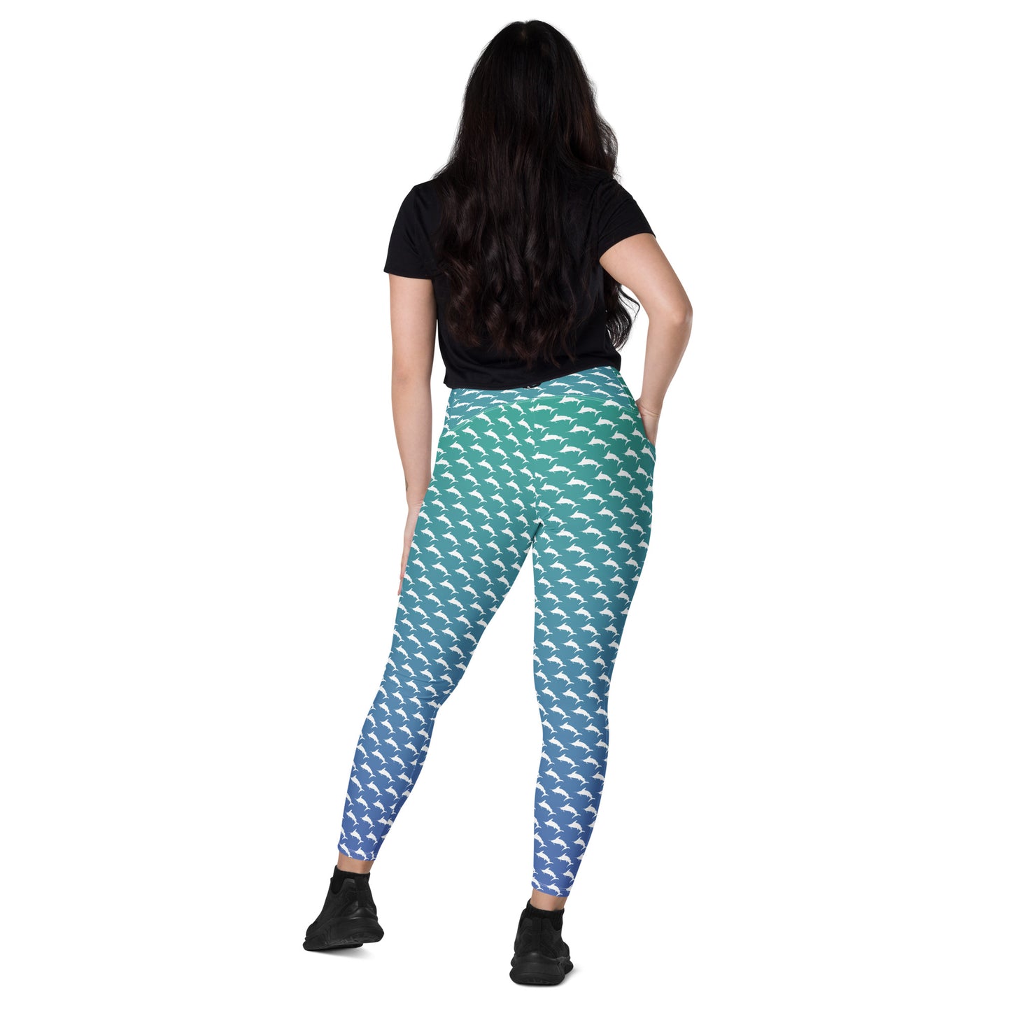 White Marlin Ombré Brick Crossover leggings with pockets