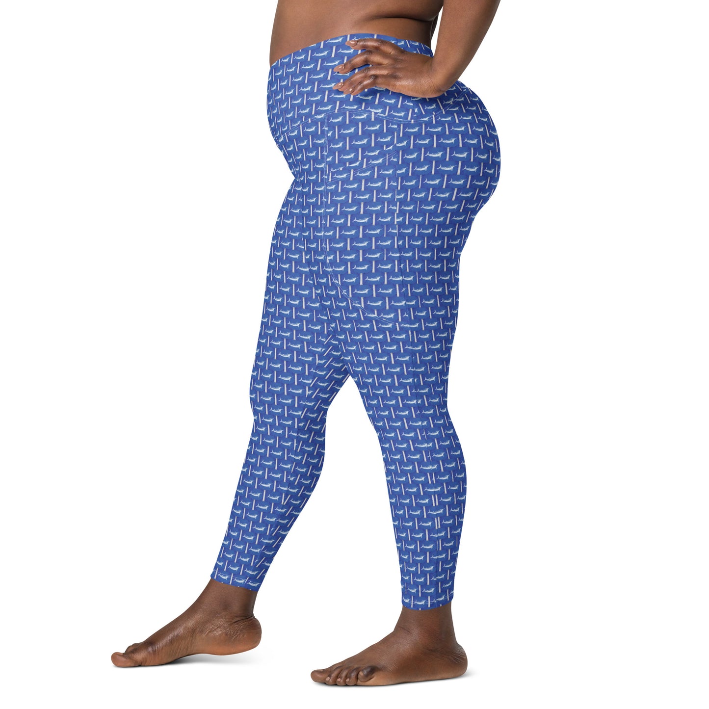 White Marlin Release Flag Crossover leggings with pockets