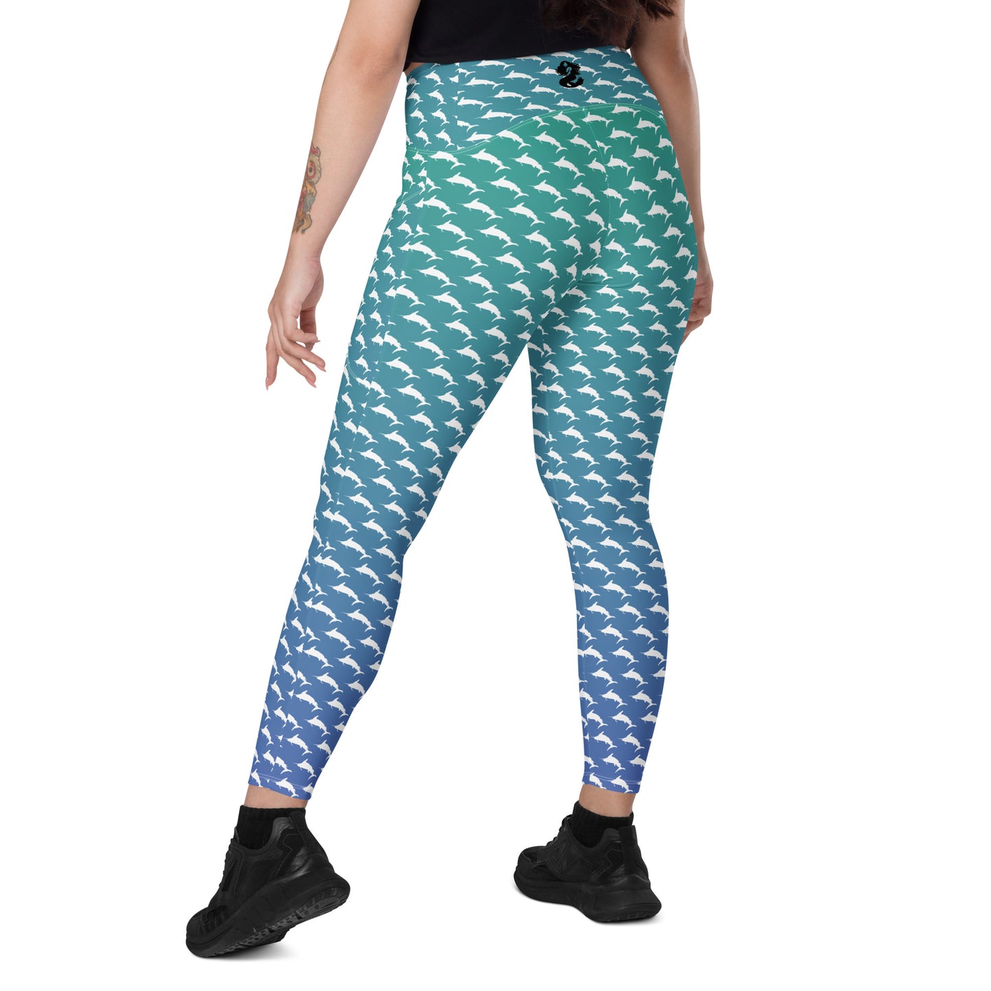 White Marlin Ombré Brick Crossover leggings with pockets