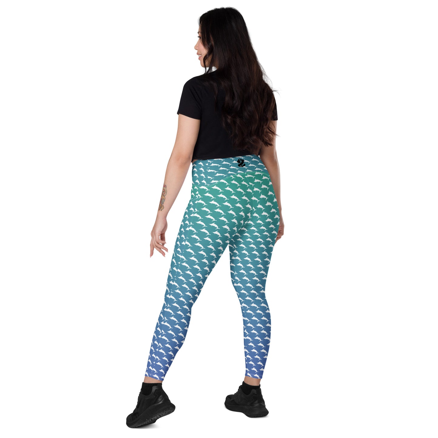 White Marlin Ombré Brick Crossover leggings with pockets